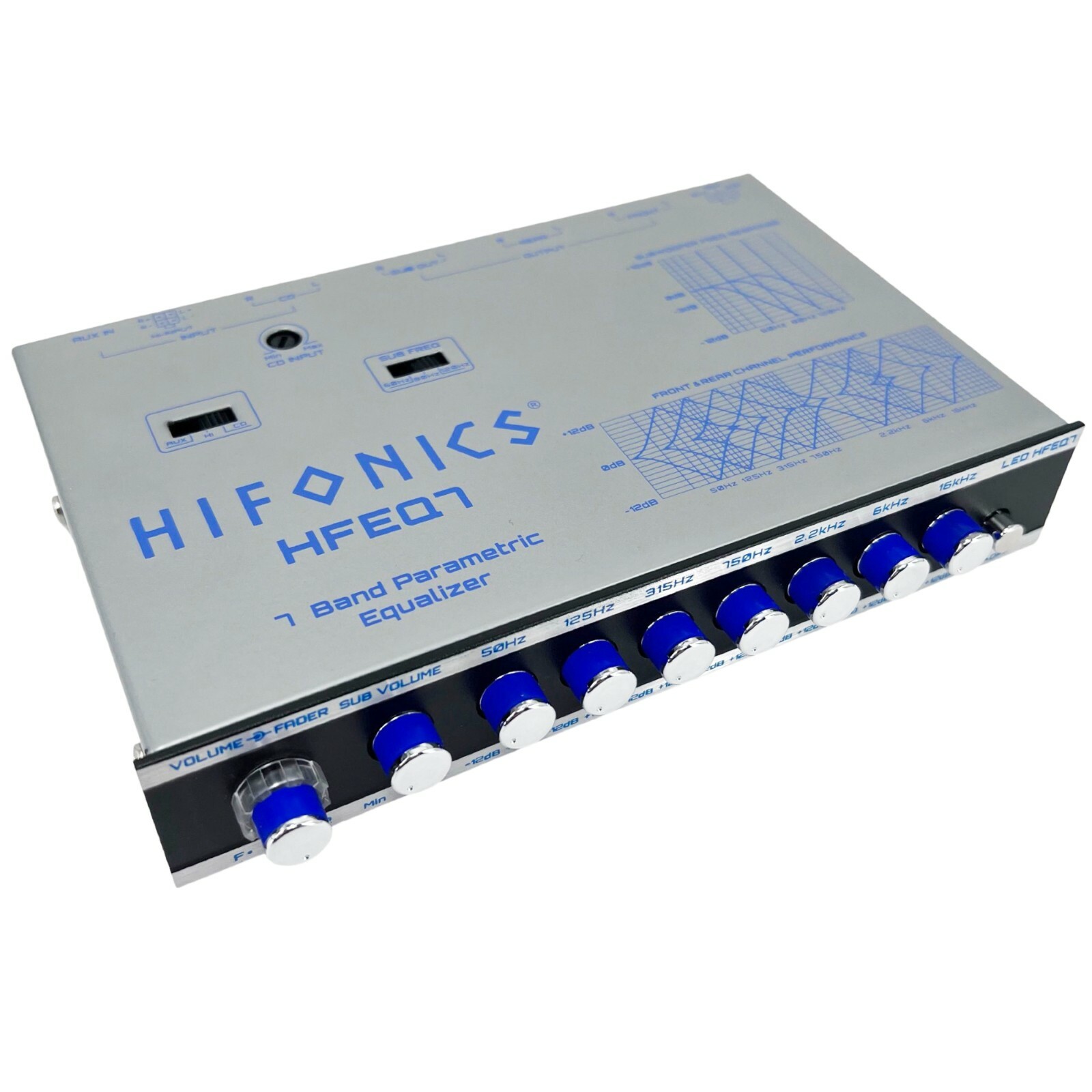 Hifonics Car Audio Equalizer 7-Band / 9-Volt Line-Driver Multiple-Source Signal