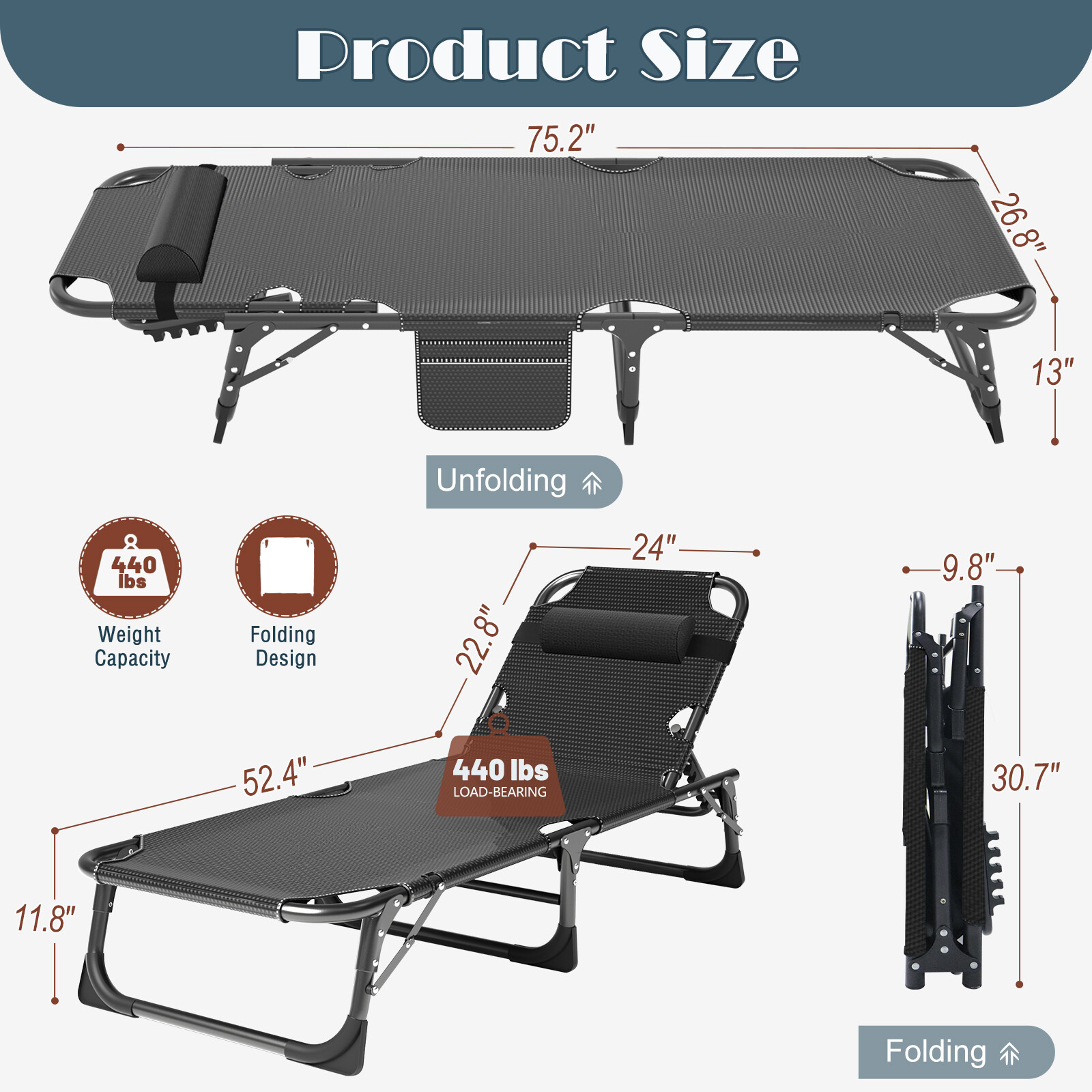 Rollaway Folding Bed & Thick Mattress 4 Position Adjustable Cot Chair Recliner