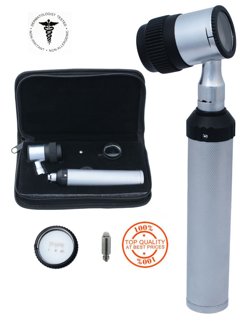 PROFESSIONAL DIAGNOSTIC DERMATOSCOPE SILVER OPTIC WITH EXTRA BULB