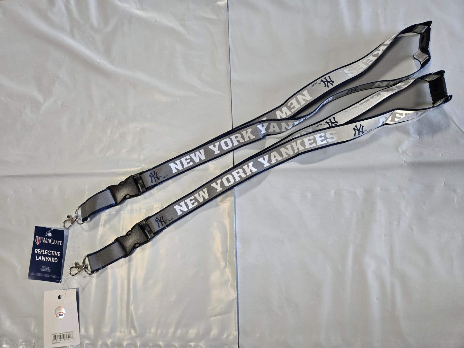 NY New York Yankees Reflective Lanyard - Lot of 2 - Breakaway Keychain - New