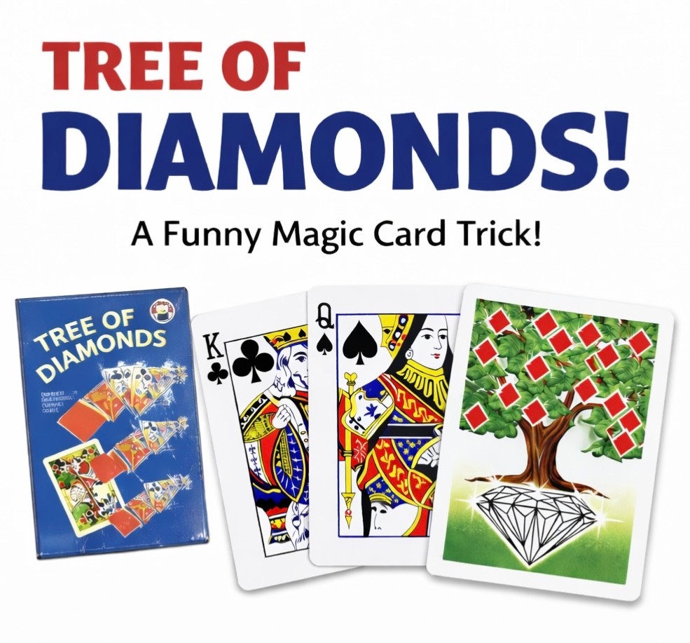 TREE OF DIAMONDS CARD TRICK Magic 3 Monte Street Gaff Beginner Packet Pocket Set