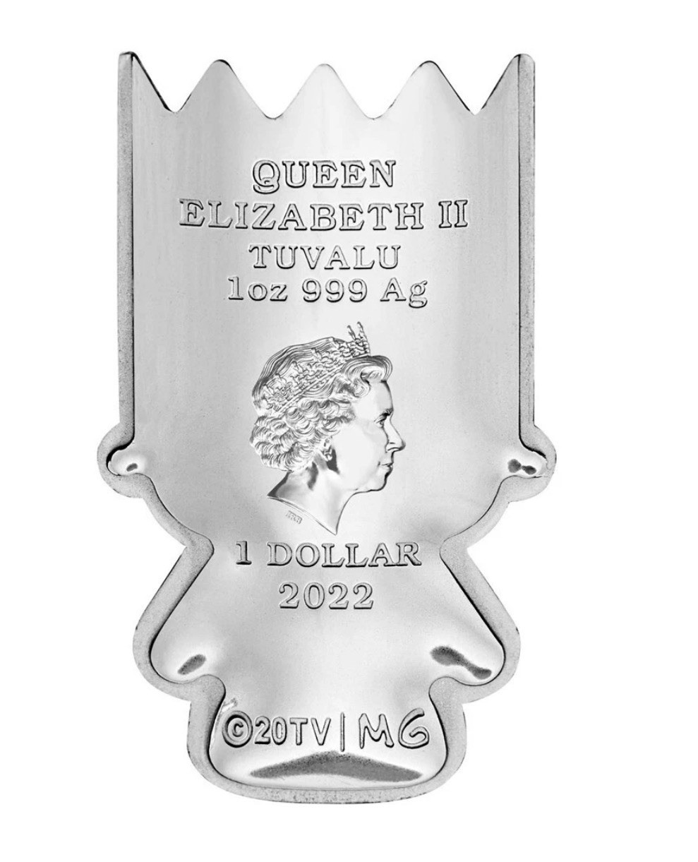 2022 Tuvalu The Simpsons Mini Series Bart Simpson 1 oz Silver BOXCOA 2500 Minted