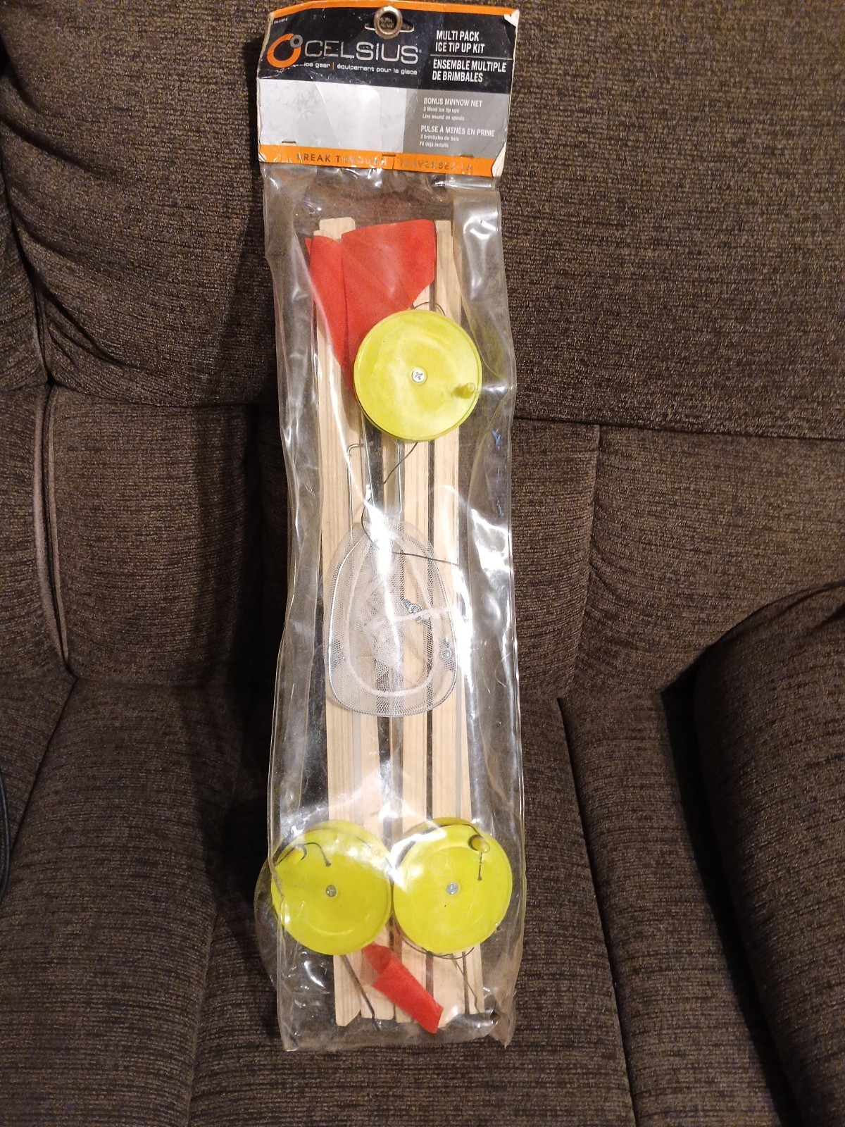 Celsius 3-PACK  Ice Fishing Wood Tip-Ups w/Line & Net #ITU-3/KIT