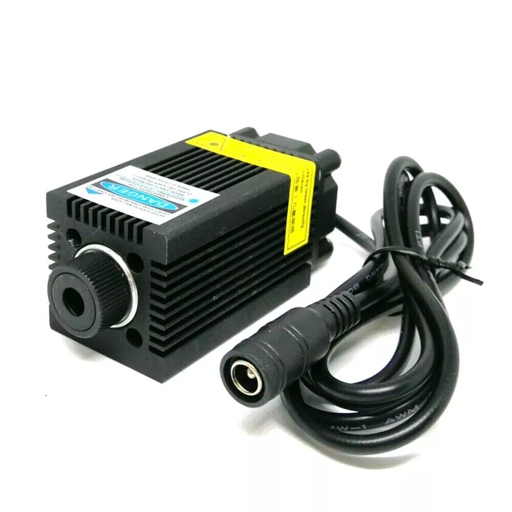 Focusable 450nm 1W Blue Laser Dot Module 1000mW Diodes W/ 12V Power Adapter