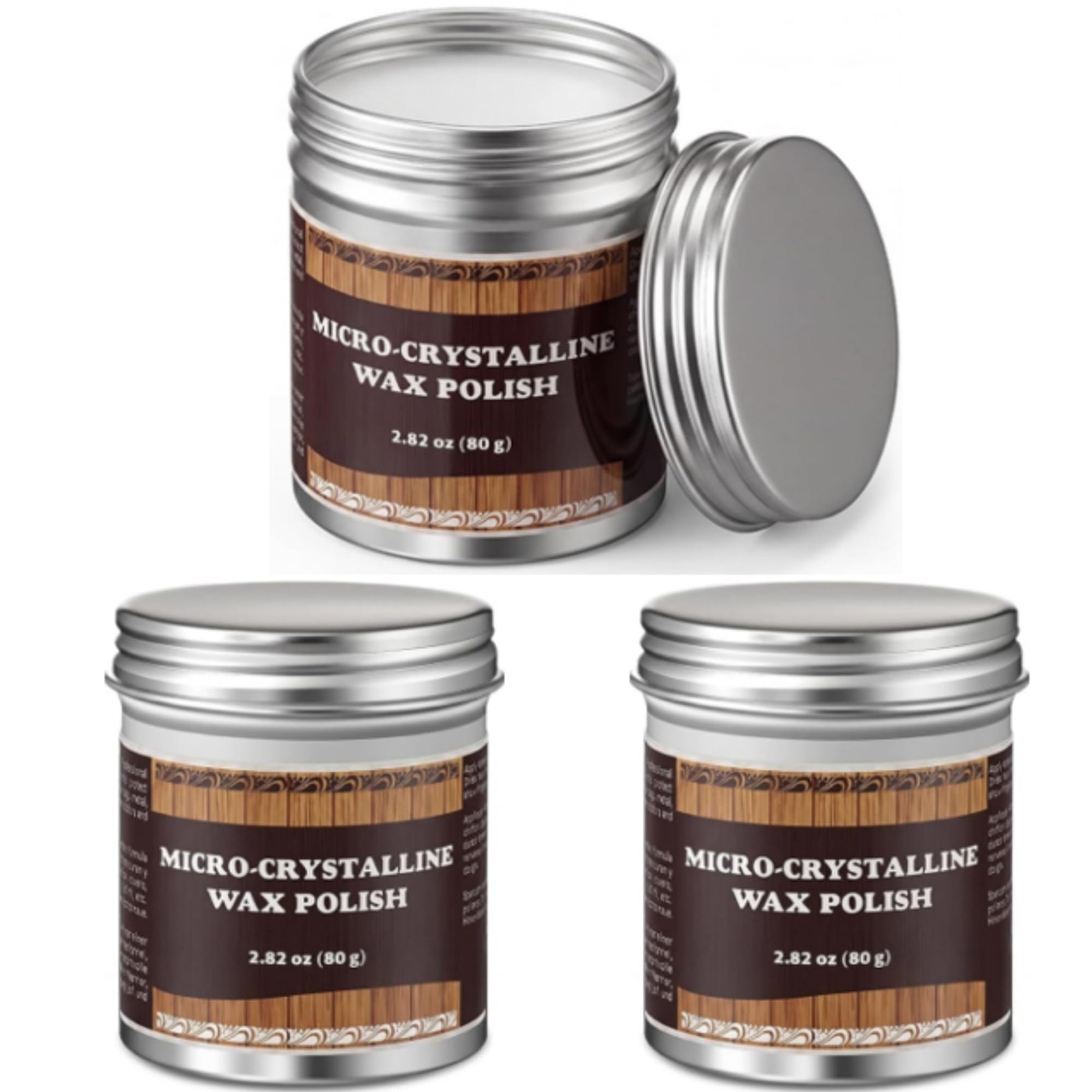 3 Pack Micro-crystalline Wax Polish, 251ml Total, Multi-surface Protective Pa...
