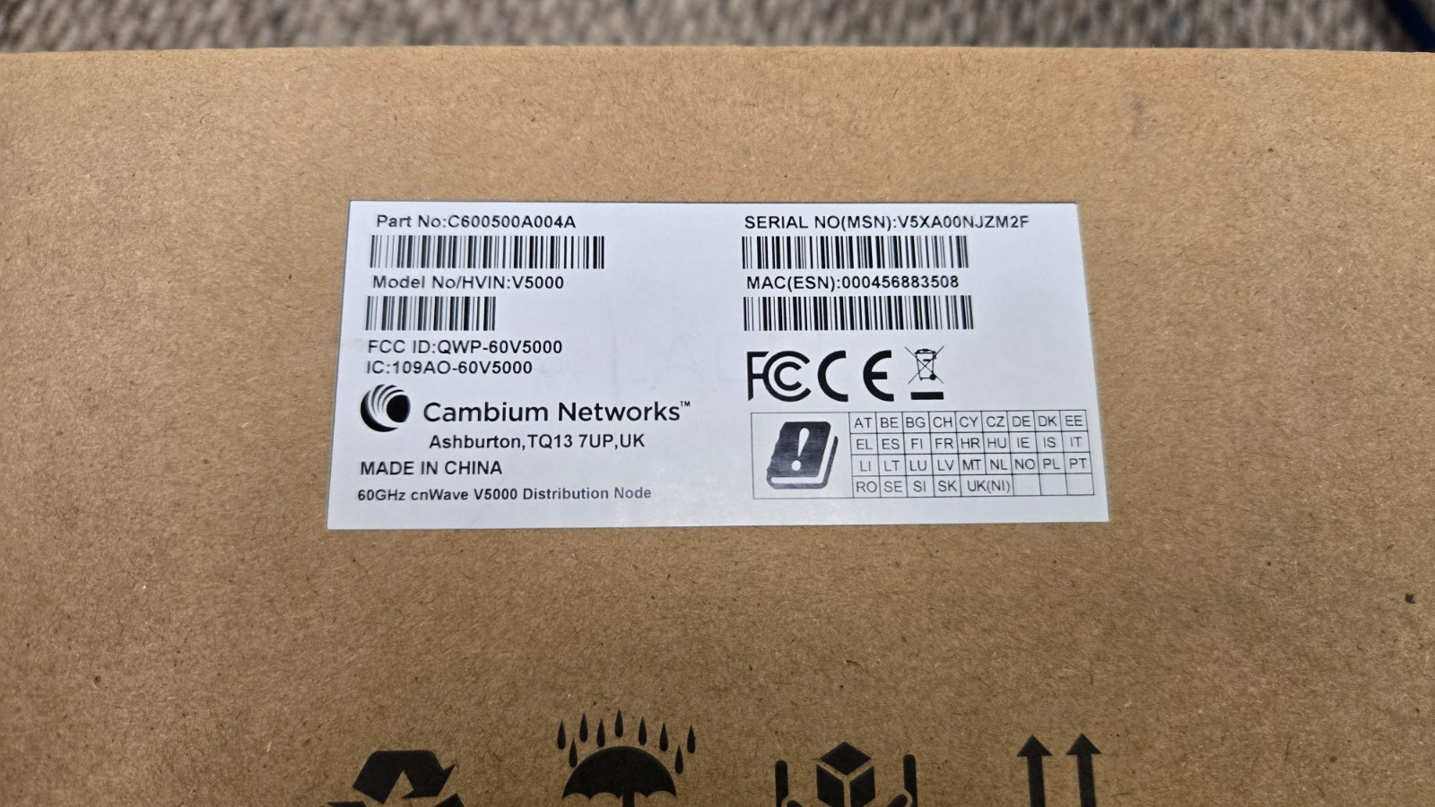 Cambium Networks 60GHz cnWave V5000 Distribution Node C600500A004A New In Box