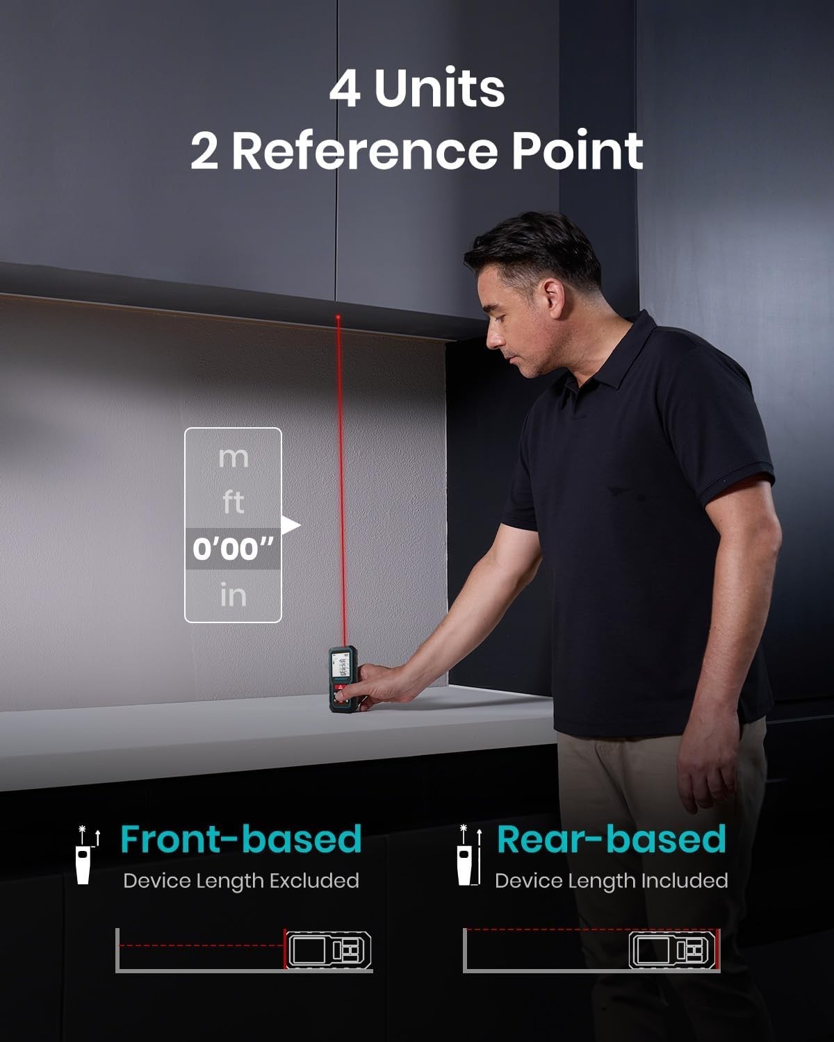 Compact 229ft Laser Measure Device with Angle Sensor & Energy-Saving Features