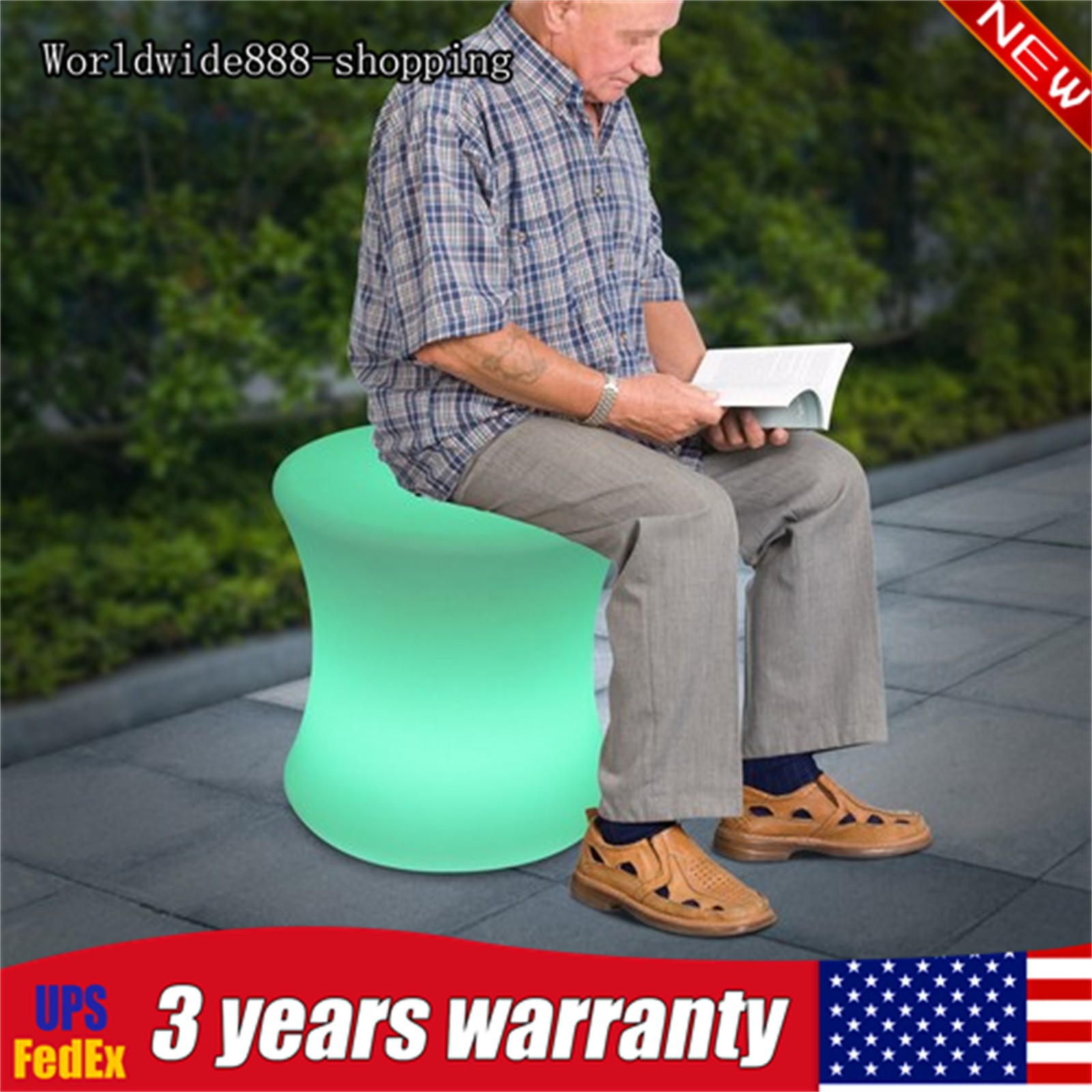 LED Light Cube Stools Chair 16 Colors Changing Rechargeable w/Remote Control
