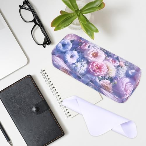 Glasses Case Hard Shell Eyeglass Case Pu Leather Eyeglass Sunglasses Flower
