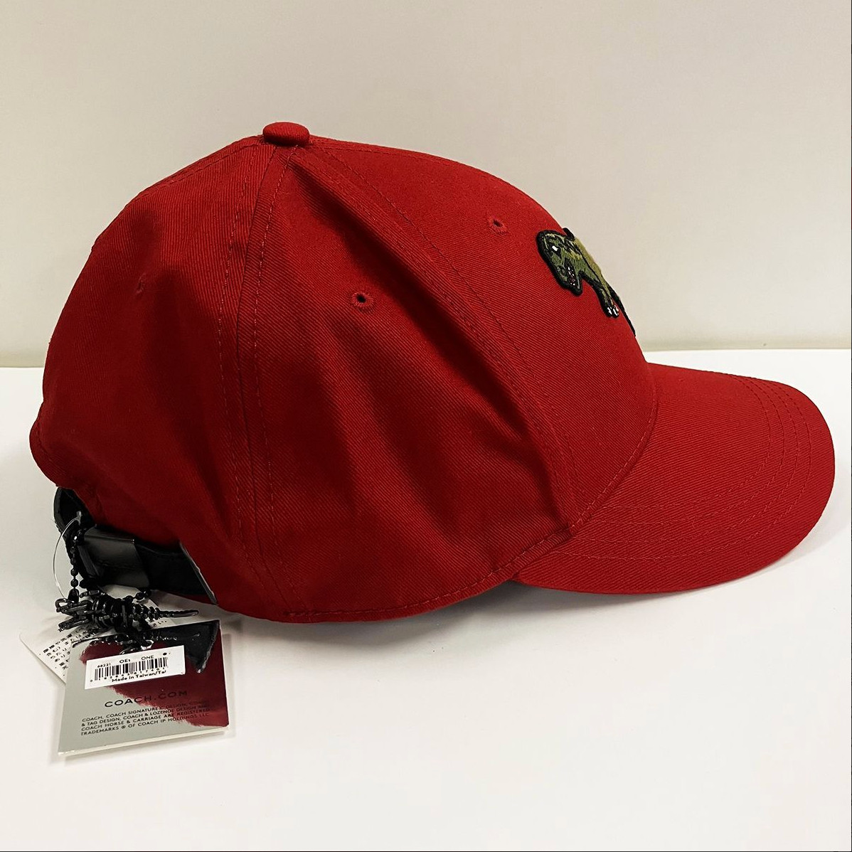 COACH Rexy Dinosaur Red Cap Hat w/ Rexy Charm Cotton Leather Trim Unisex Japan