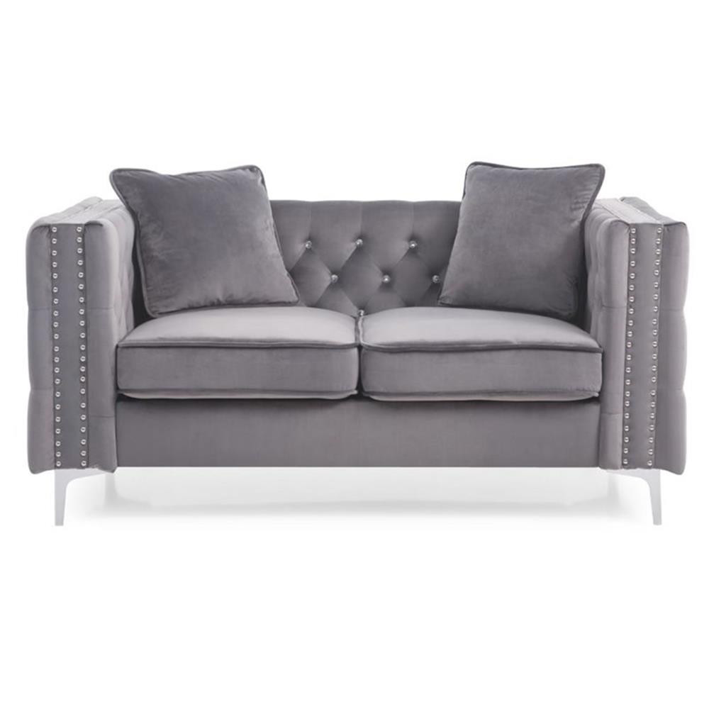 Glory Furniture Paige Velvet Loveseat in Gray