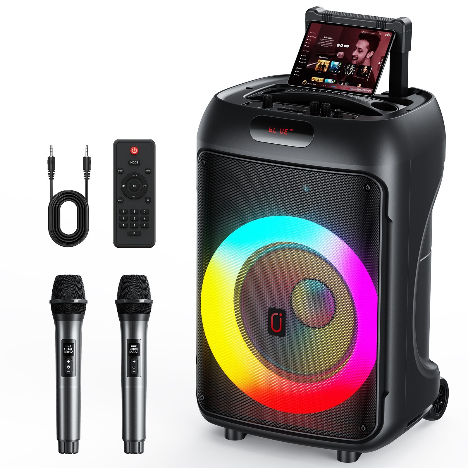 JYX Party Speaker 120W Subwoofer Bluetooth Speaker Karaoke Machine with Remote
