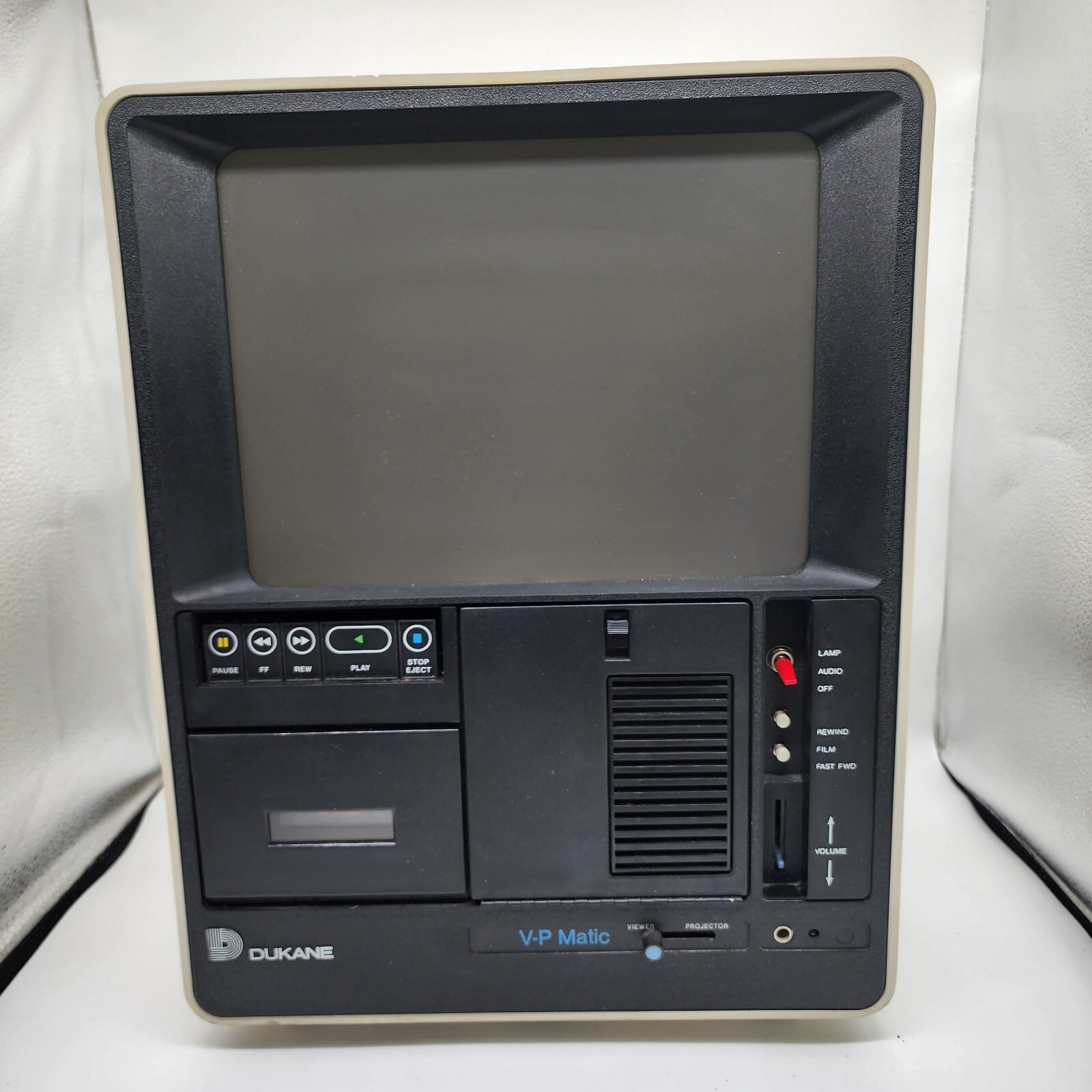 Vintage Dukane 28A60B V-P Matic Audio Visual Filmstrip Player 1992 With Cover.