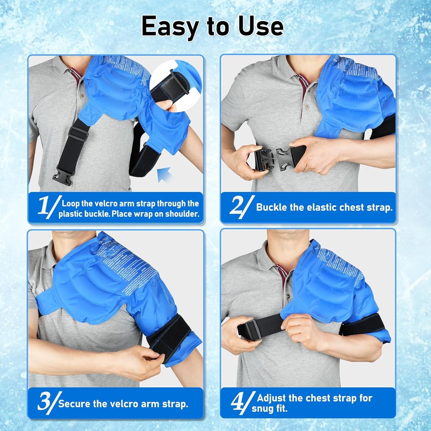 Shoulder Ice Pack Wrap, Larger Rotator Cuff Cold Therapy Support Brace for Shoul