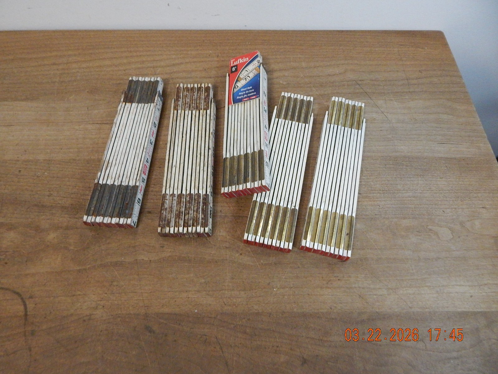 LUFKIN No. 066 “Red End” Rule 6 ft Extension Folding Wood Measure USA ~ LOT OF 5