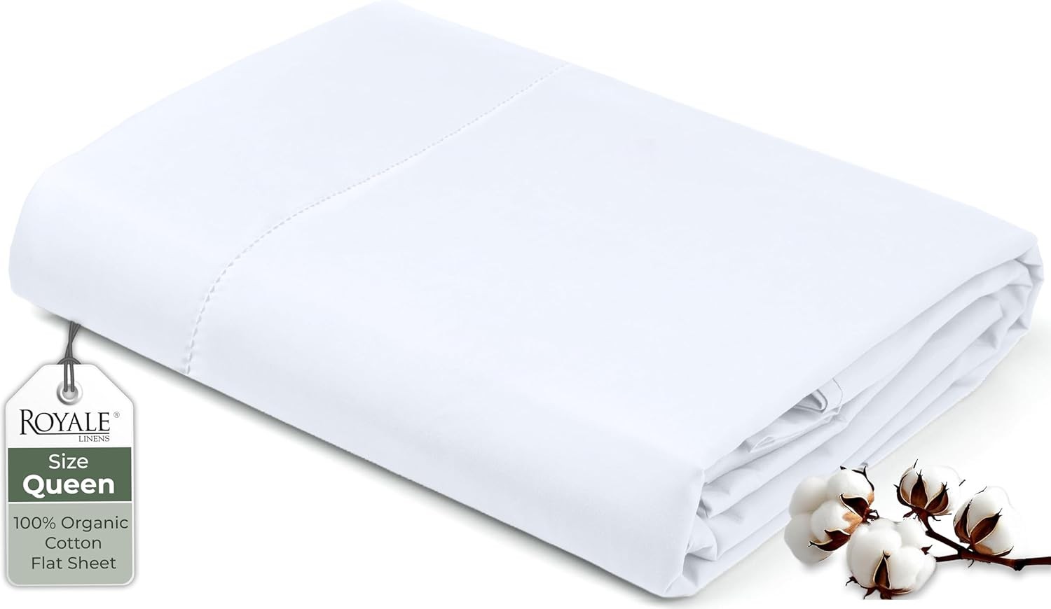 100% Organic Cotton Queen Flat Sheet Only - Super Soft - Percale Top Sheets -...