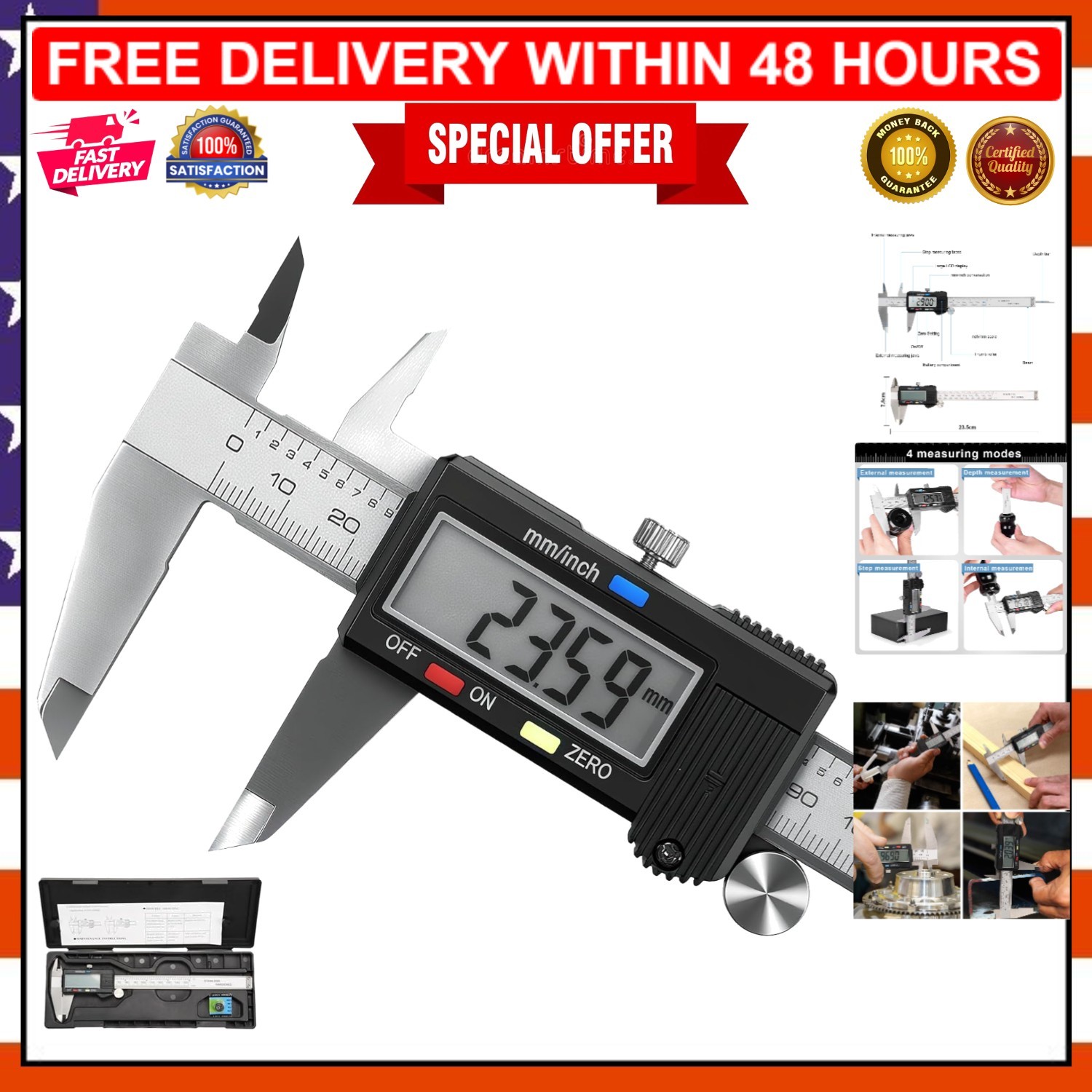 High-Precision 6 Inch Vernier Caliper with Waterproof Design & Easy Reading