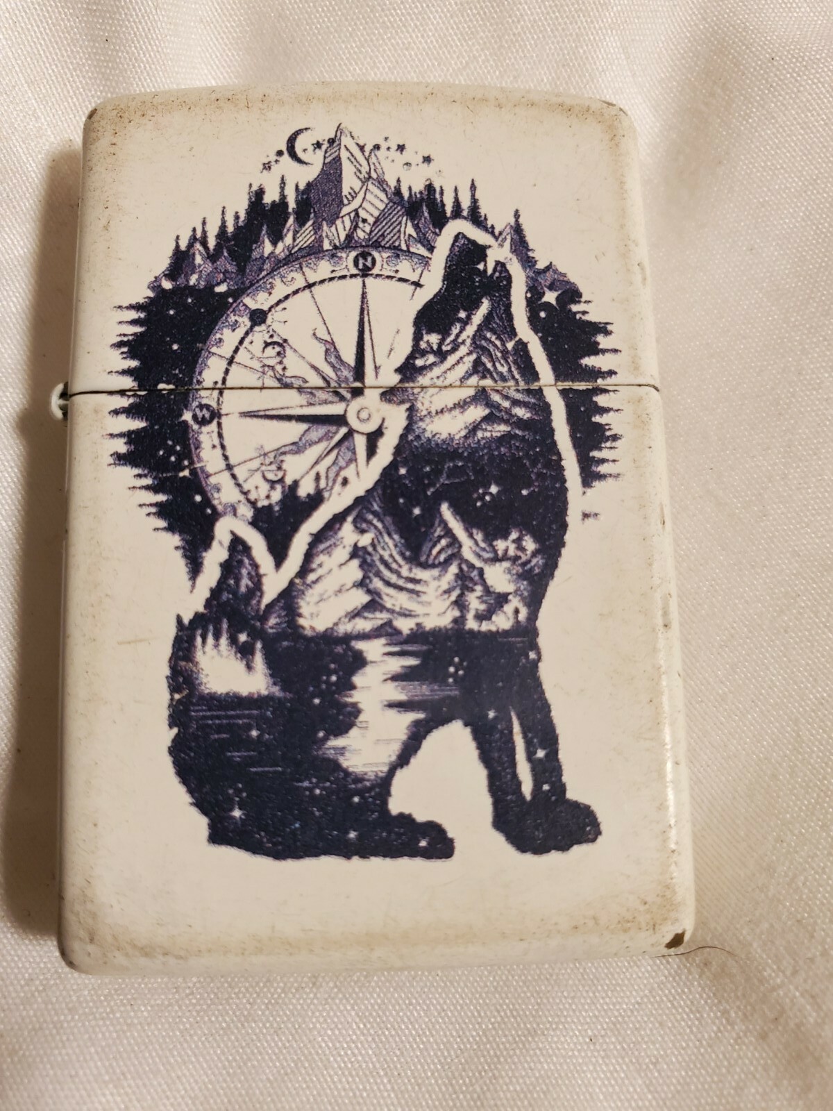 Zippo Eduardo Estrada sleeve tattoo ~ As rare as it gets ~ Wolf double exposure