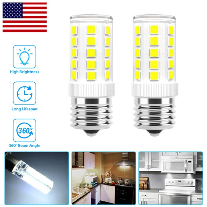 2Pcs E17 LED Bulb 4W Microwave Oven Light Daylight White 6000K Light