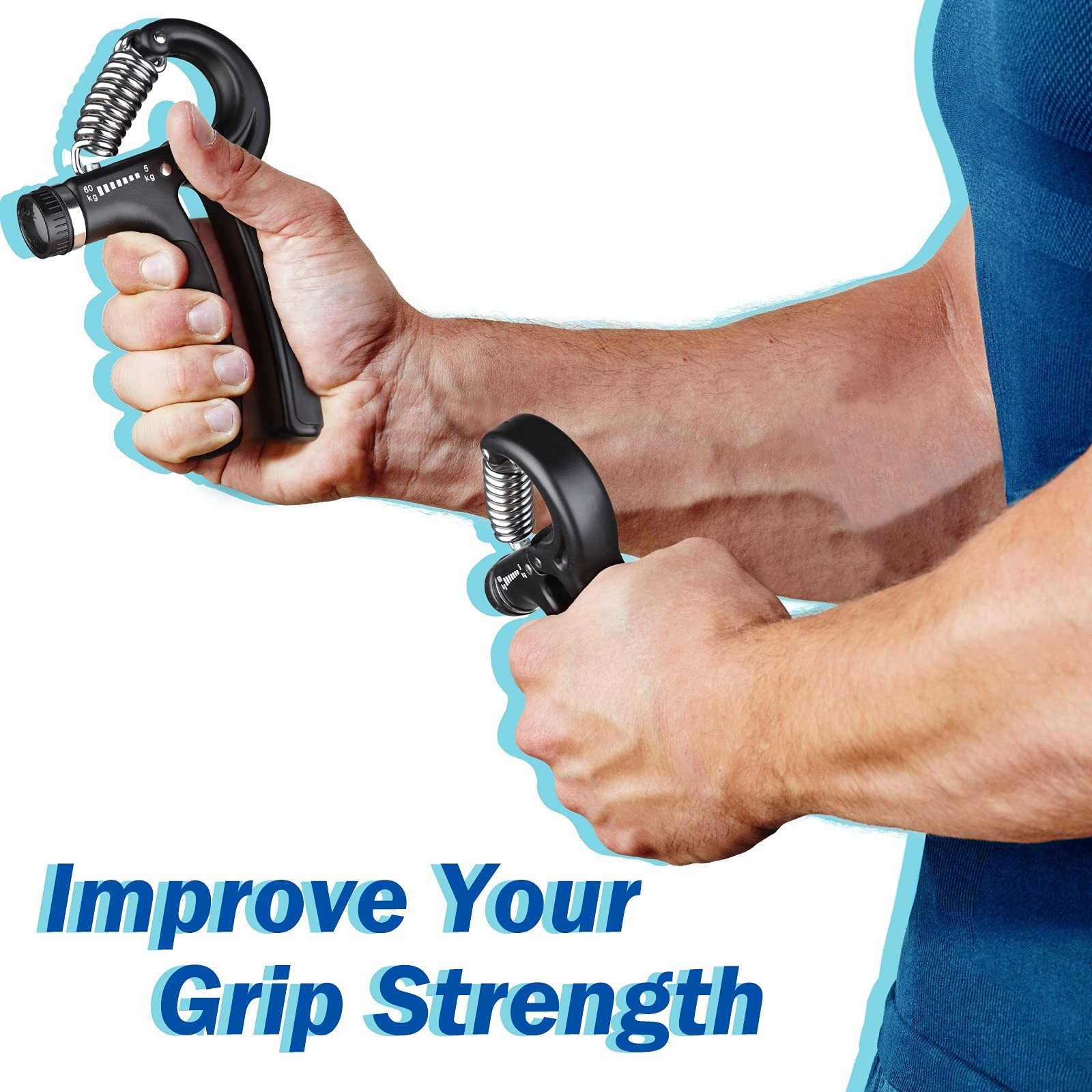 Adjustable Grip Strength Trainer, Forearm Exerciser 11132 lbs, Hand Gripper S...