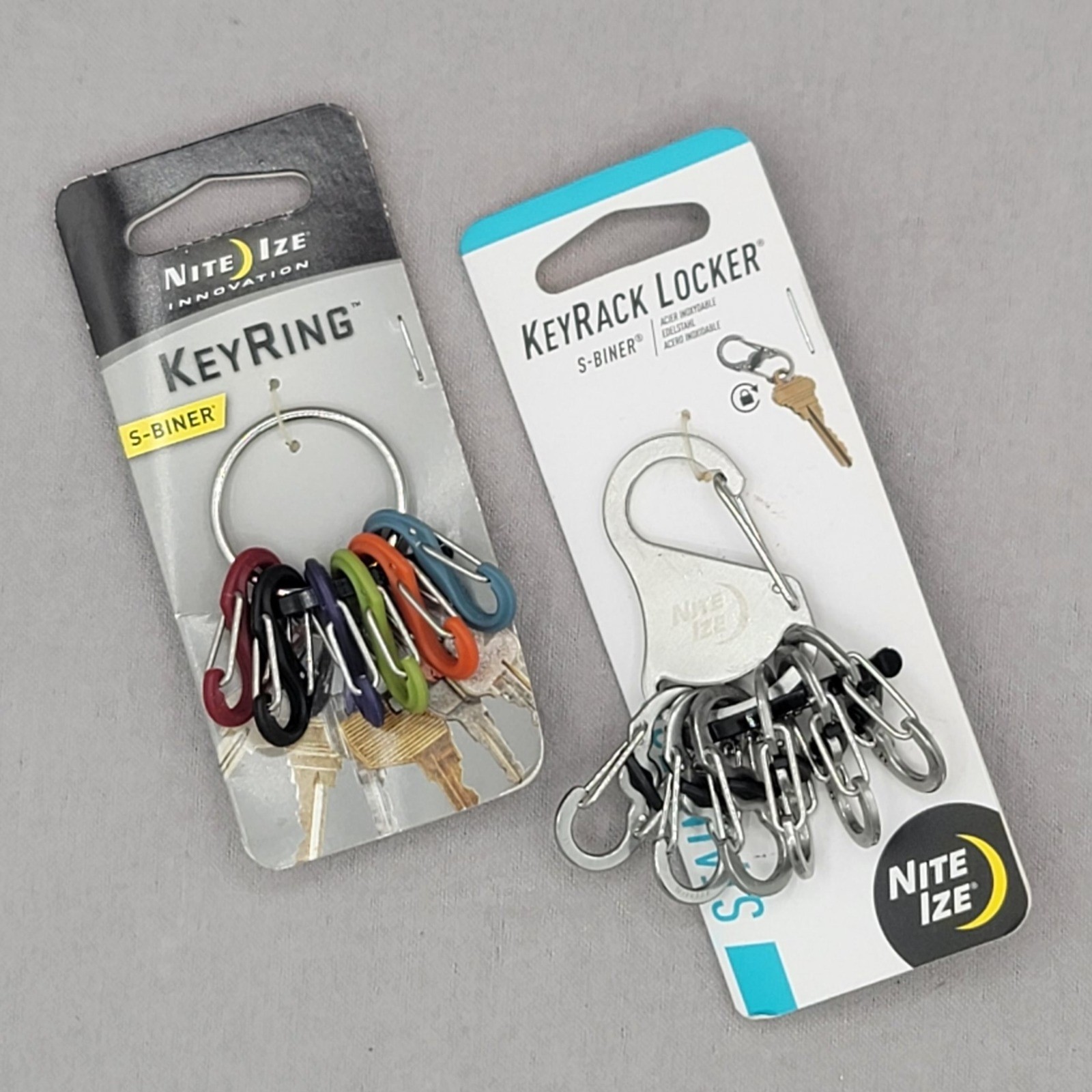 Nite Ize KeyRack Locker & KeyRing S-Biner Stainless Steel Key Organizers 2 Pack