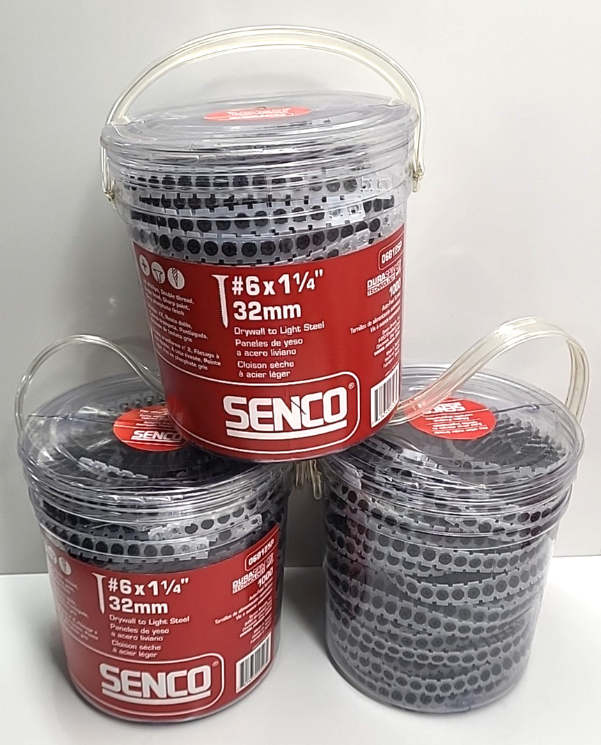 SENCO 06B125P  #6x1 1/4" Drywall To Light Steel Auto-Feed Screws New 1000 Ct x3