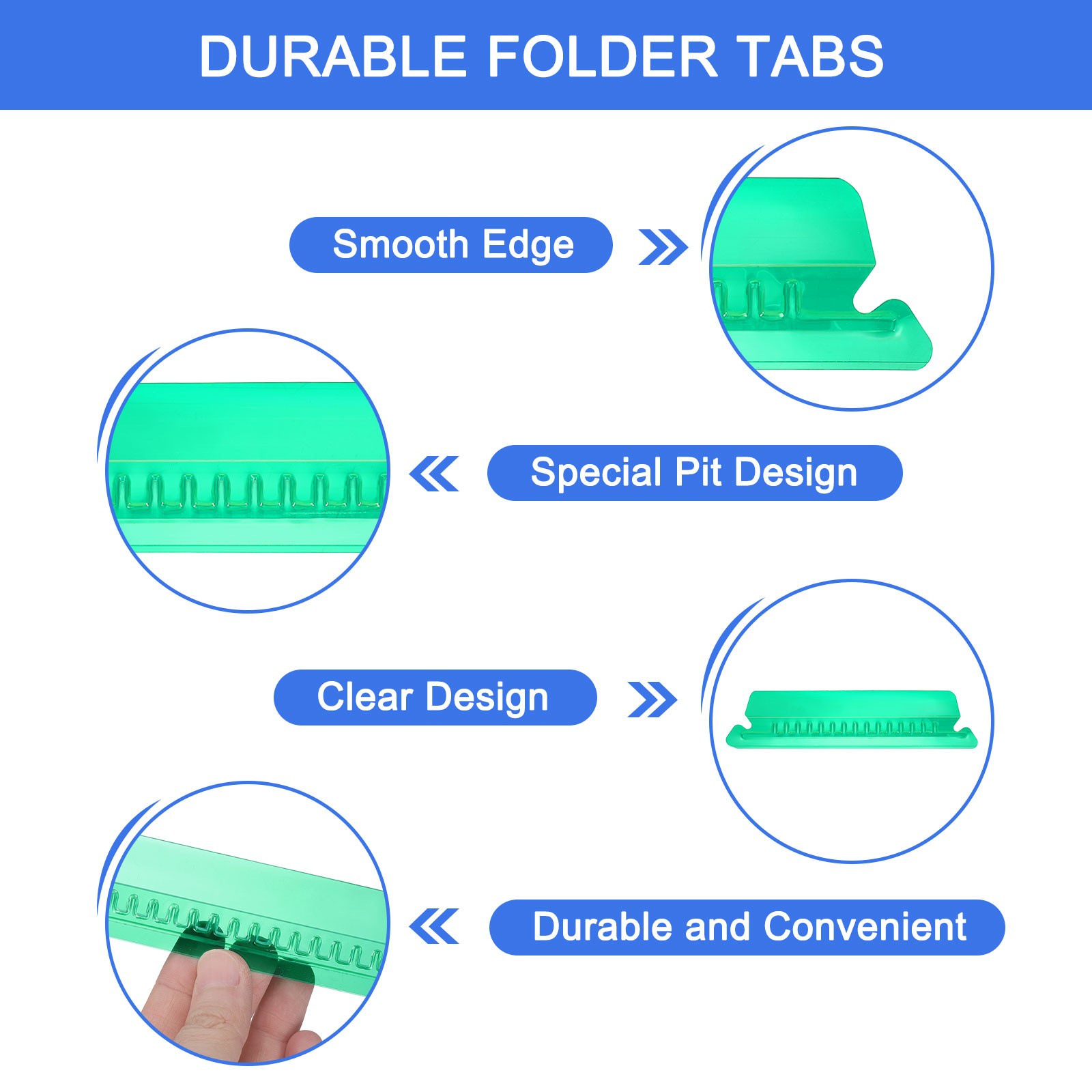 Hanging File Folder Tabs 4 Inch File Folder Tabs and Inserts Green 50Pcs