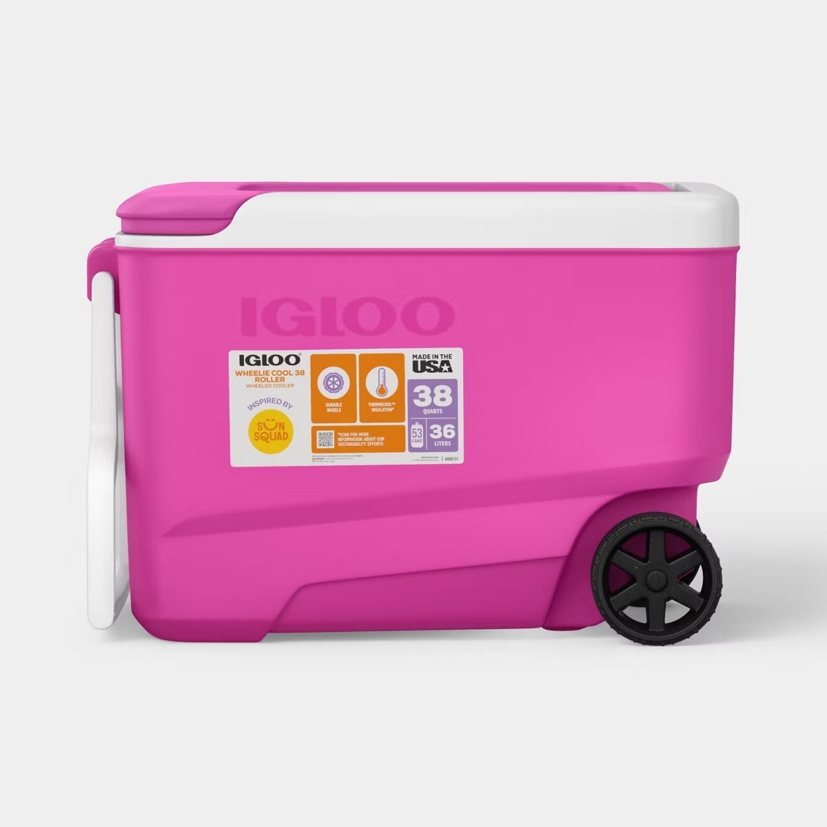 IGLOO WHEELIE 53 CANS/38QT ROLLING COOLER - Pink Fizz
