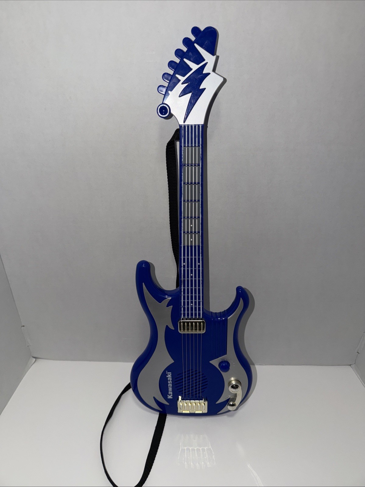Vintage Toy Kawasaki Guitar Blue Tested And Working W/ Strap No Battery Cover