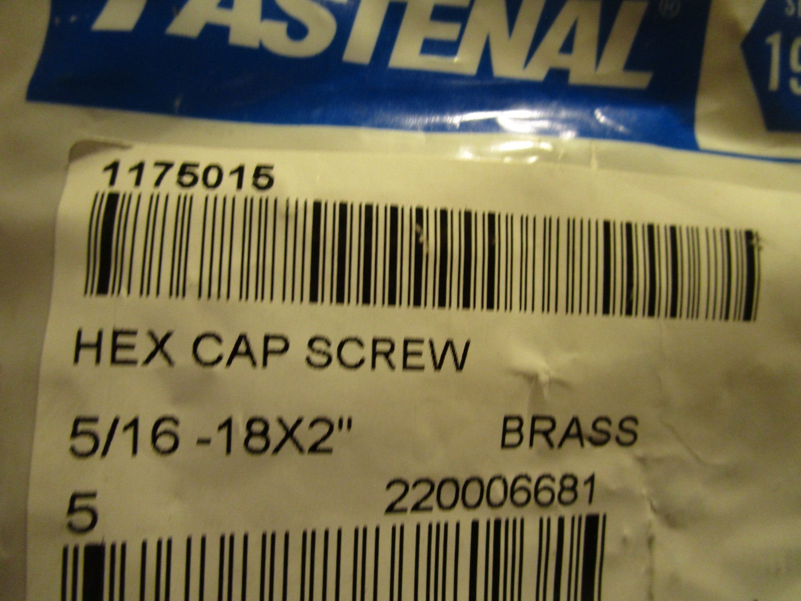 5/16"-18 x 2" Brass Hex Cap Screw QTY 5