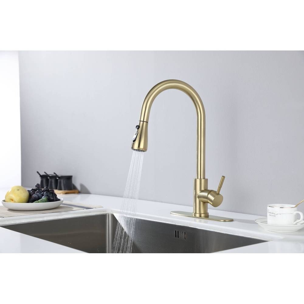 Kitchen Faucet with Pull Out Sprayer Single Handle High Arc Stainless Steel