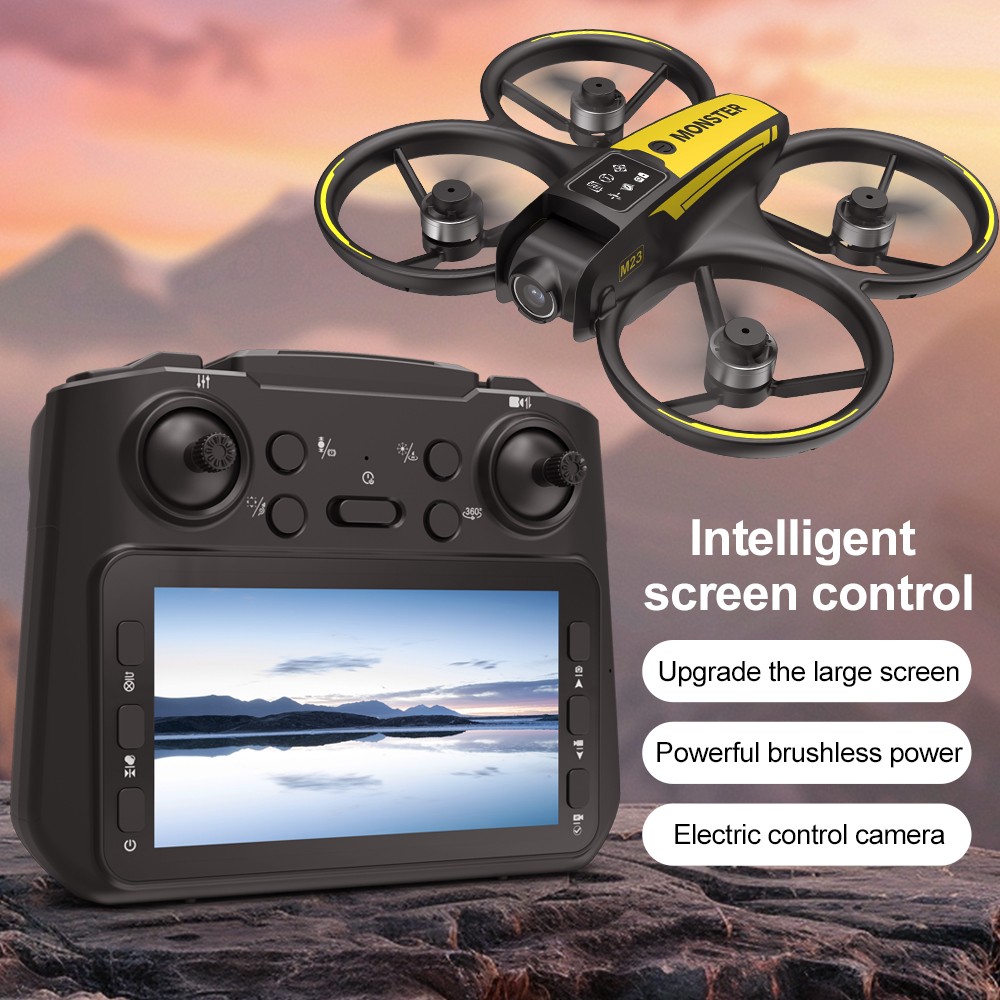 Kids Camera Drone with 4.5" Screen Remote, Brushless Motor, FPV, 2 Batteries