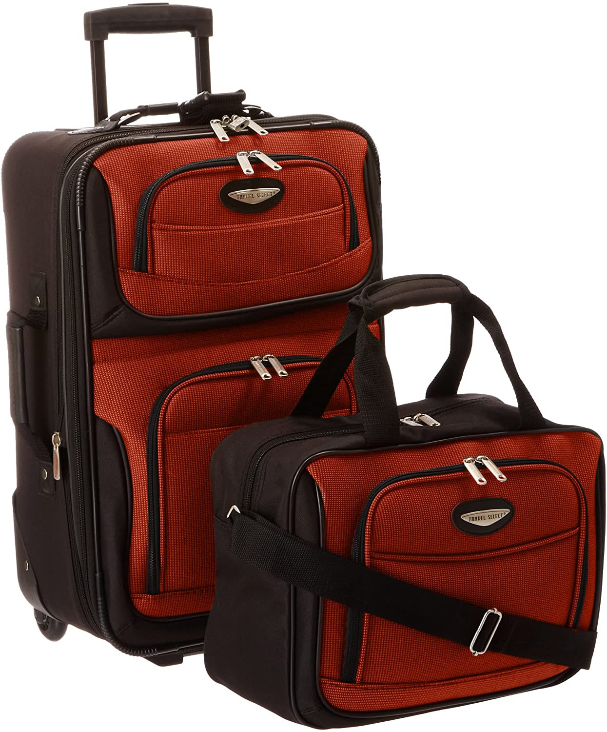 Travel Select Amsterdam Expandable Rolling Upright Luggage, Orange, 2-Piece Set