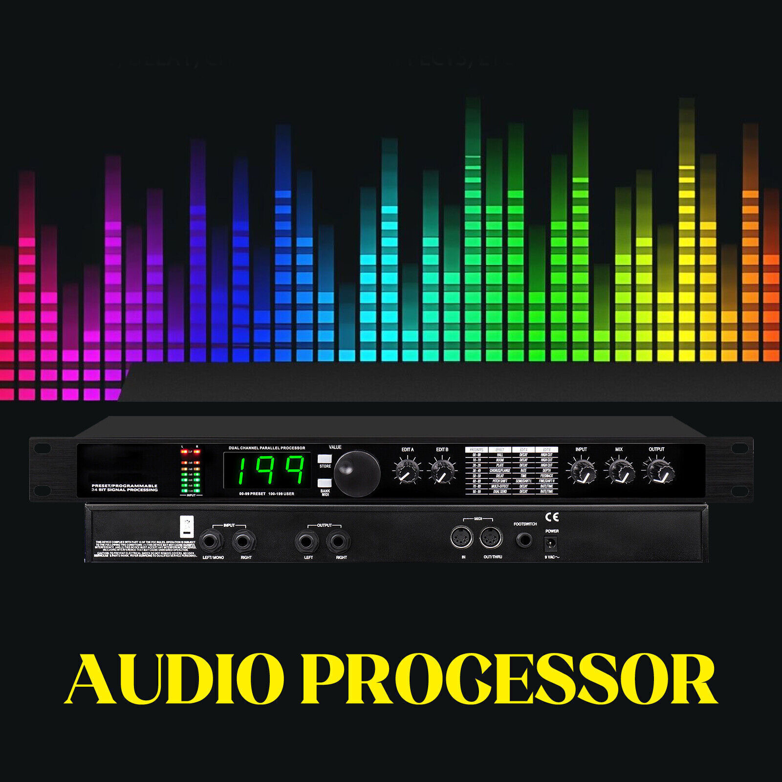 Professional Audio Processor Eequalizer Digital Reverb Effect DSP Processor