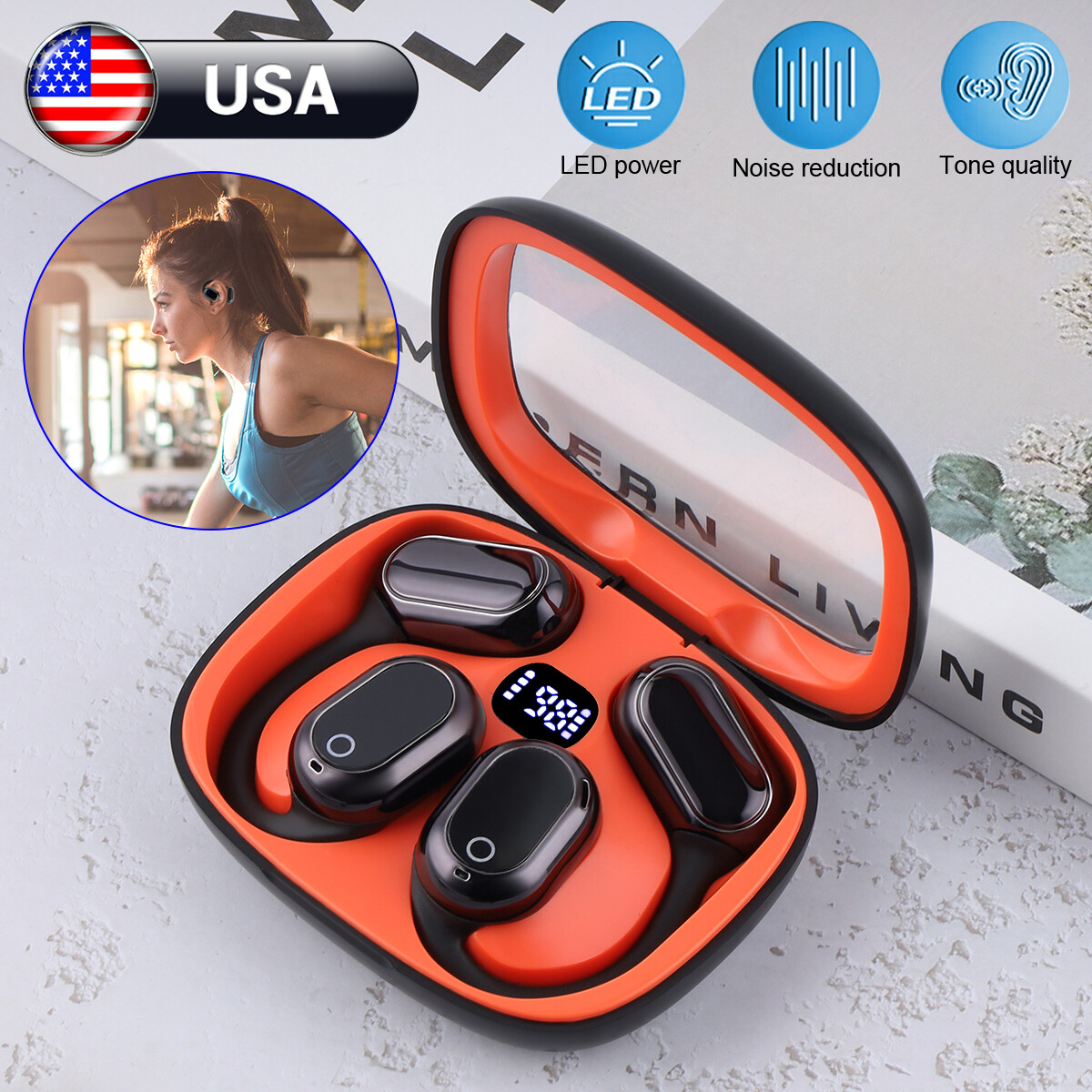 Wireless True Bone Conduction Headphones Wireless Headset Earbuds Bluetooth V5.3