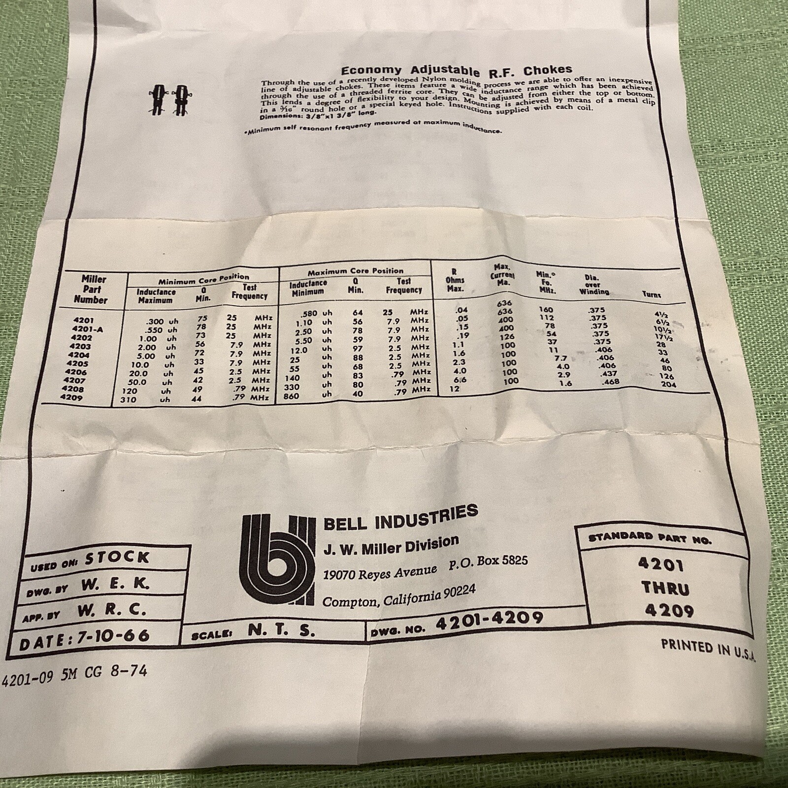Miller 4206 Adjustable RF Choke 20-55uH 2.3 Ohms
