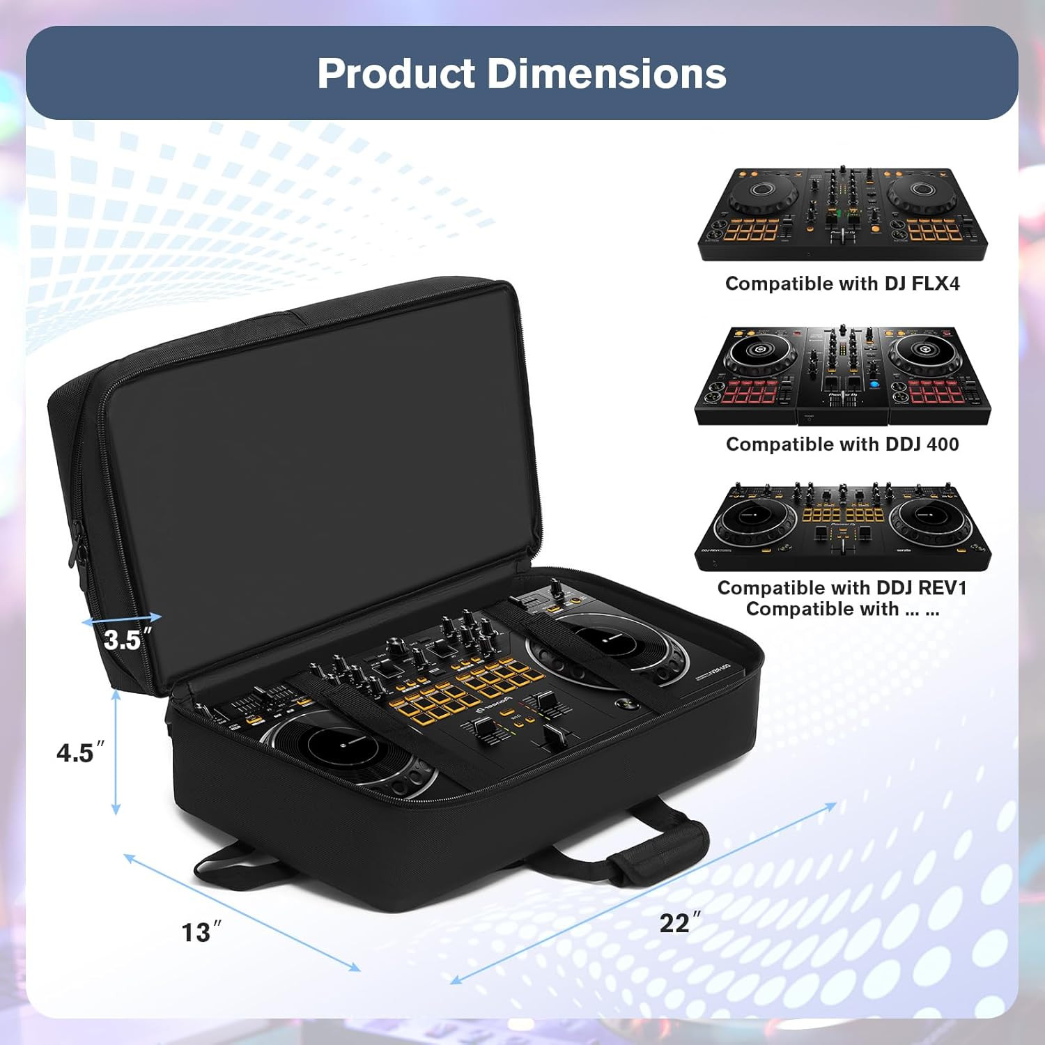 DJ Controller Case Compatible with Pioneer DDJ-FLX4/DDJ-400/DDJ-REV1 - Thick Pad