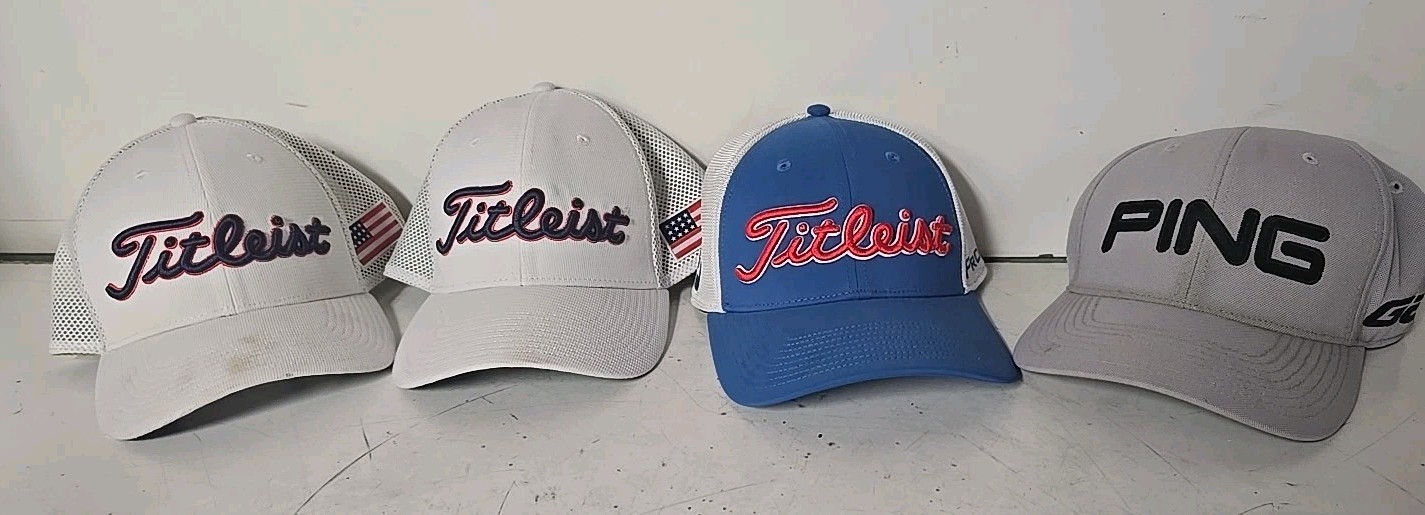 Lot of 4 New Golf Hats Ping G25 Titleist Pro V1 FJ Live Free USA