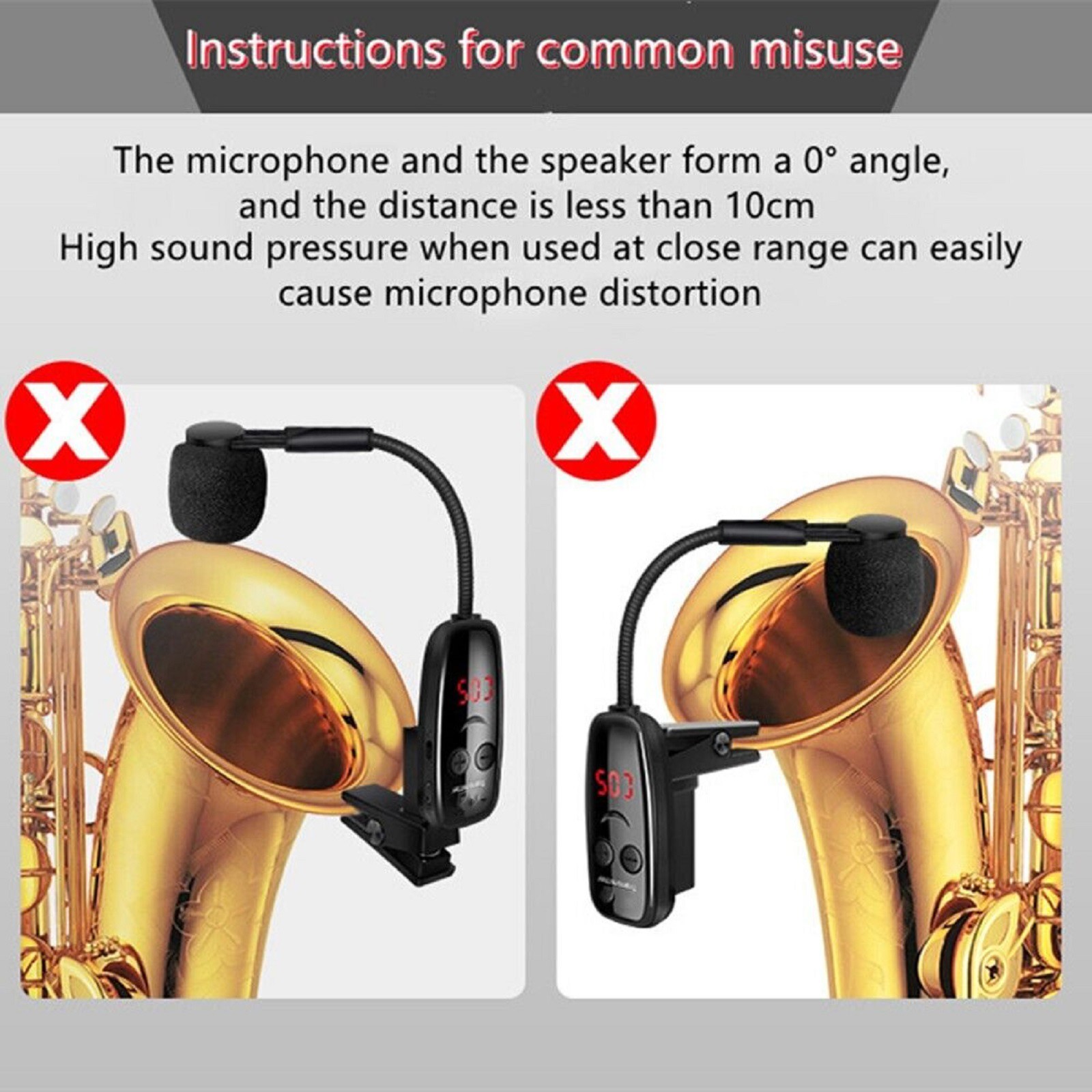 UHF Wireless Microphone For Trumpet Saxophone Instrument 50M Range Wireless m