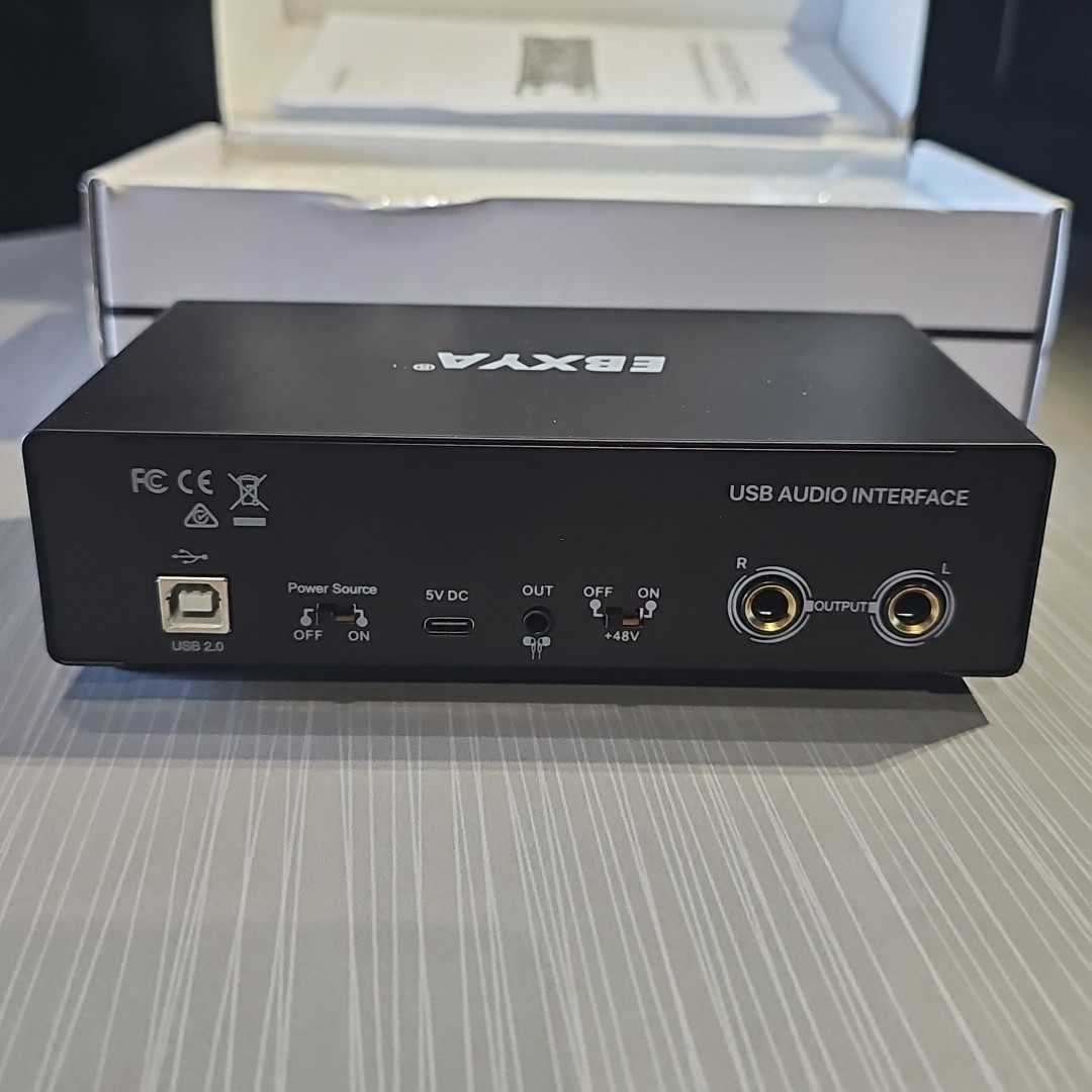 EBXYA 2i2 USB Audio Interface for PC Recording, 24-bit/192kHz Plug and Play