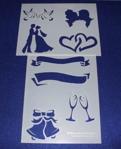 2 Piece Set -Mylar 14 Mil Wedding Stencils  Painting/Crafts/Stencil/Template