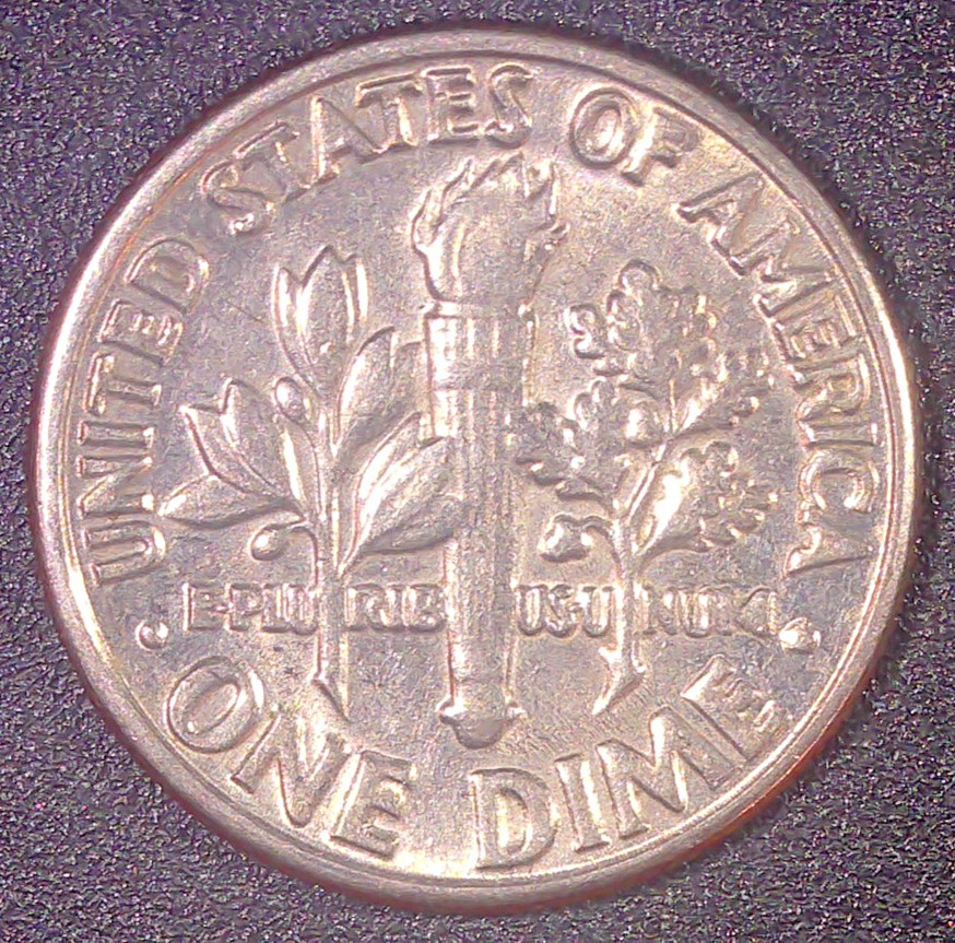 1983-D Roosevelt Dime 10C Misaligned Die Strike Obverse Circulated Denver Mint