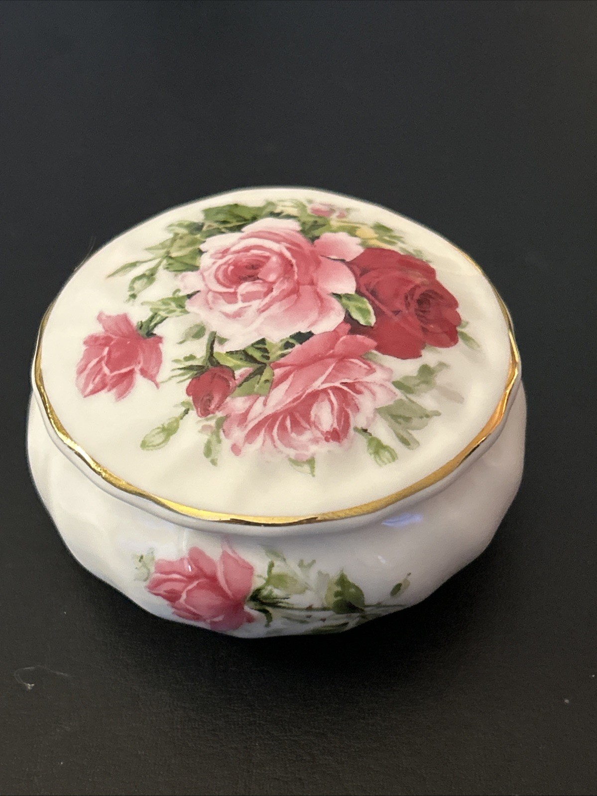 Vintage fine English China Small trinket box Staffordshire collection roses