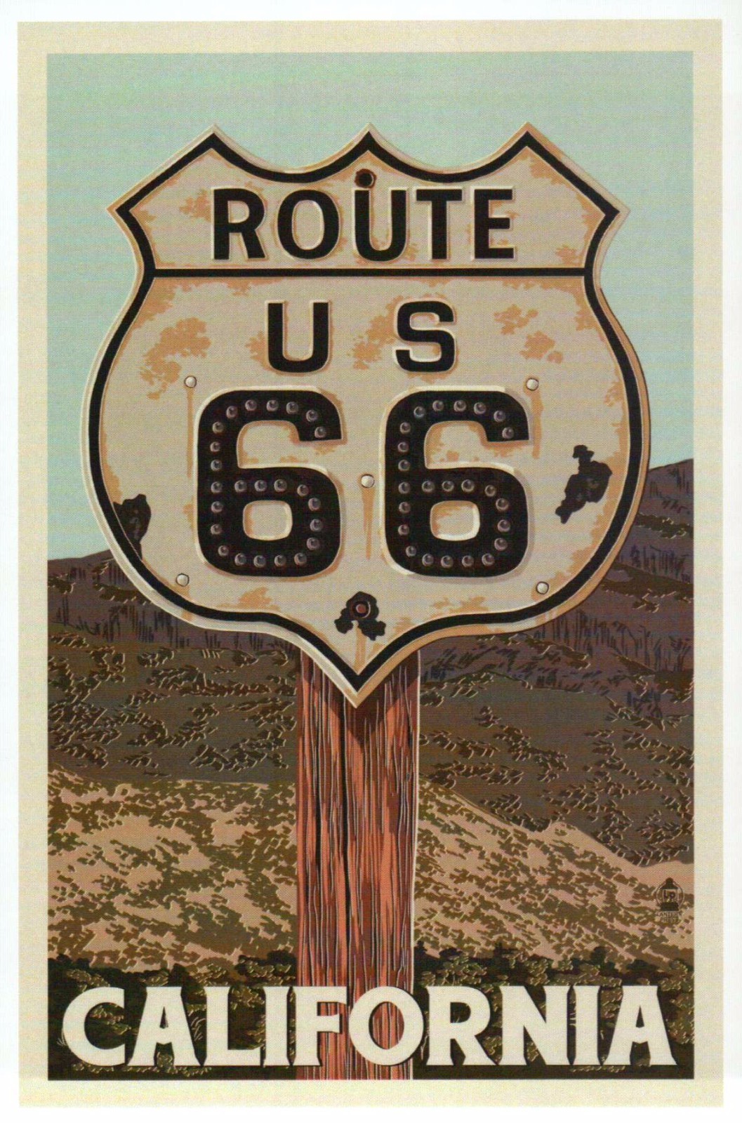 Route 66 The Mother Road Sign Highway Chicago to LA California - Modern Postcard