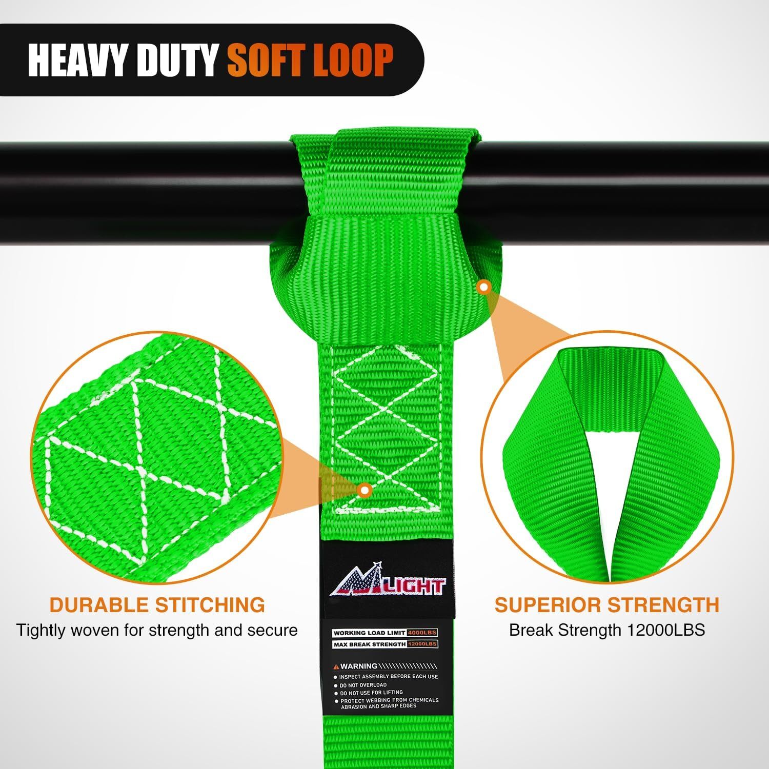 Nilight Motorcycle Tie Down Straps Max Break Strength 12000Lbs Green