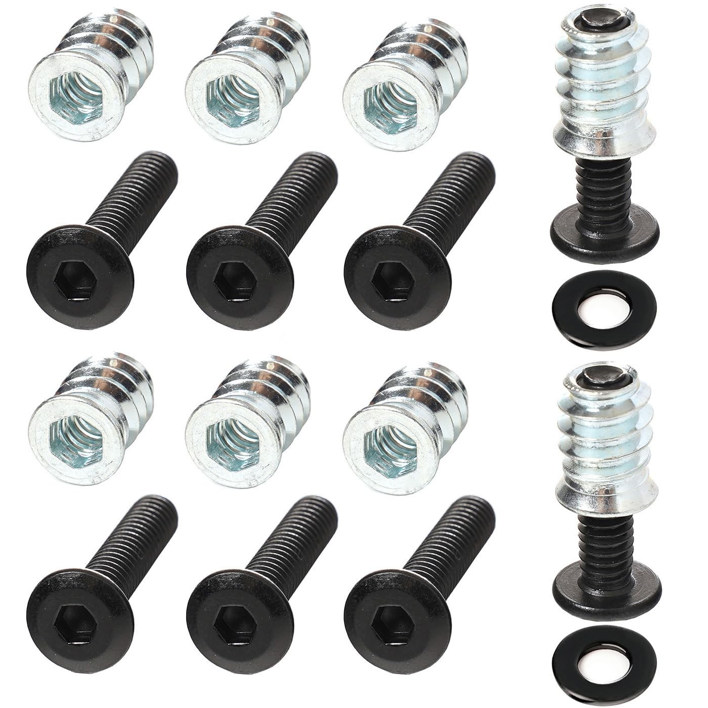 30 Sets 1/4-20 Threaded Inserts and Bolts Kit for Woodworking Wood Inserts an...