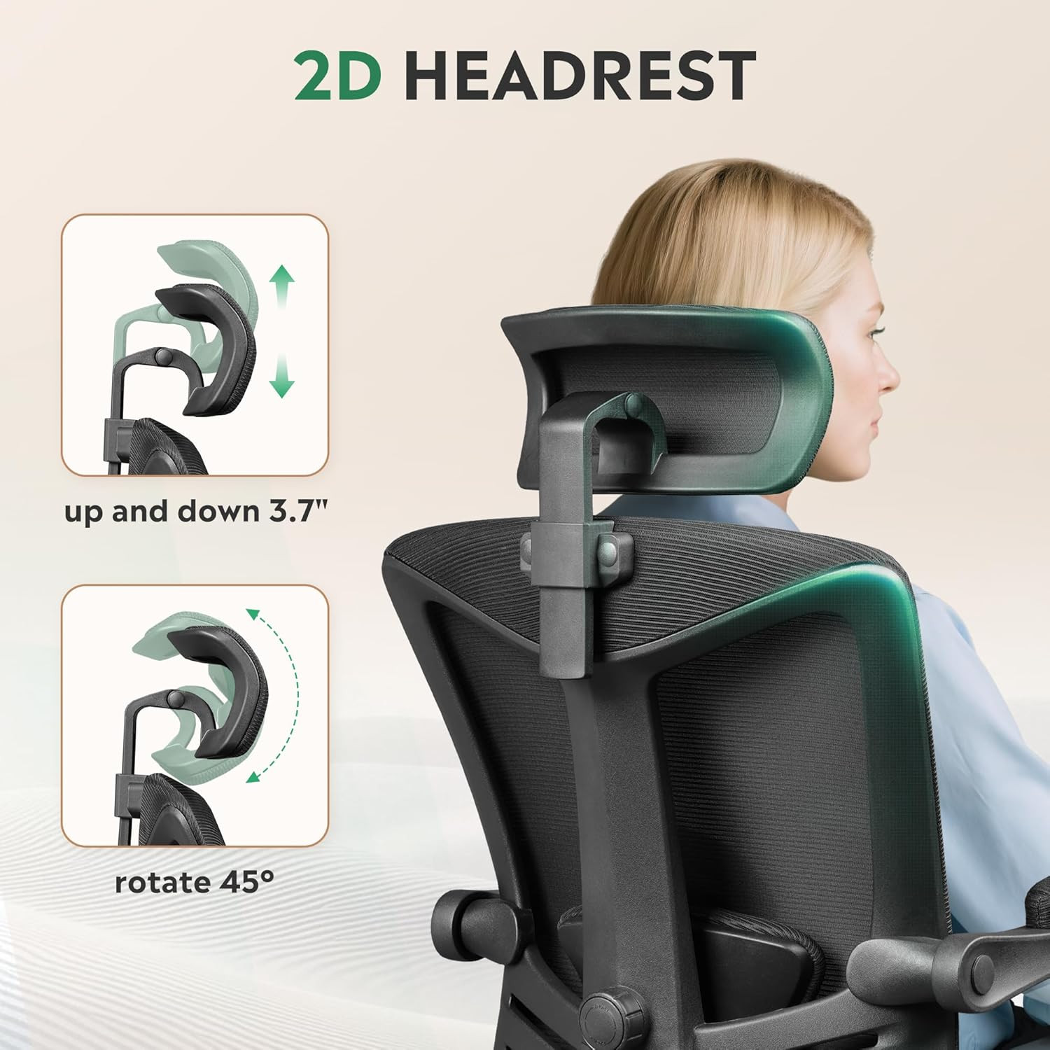 DEVAISE Ergonomic Mesh Office Desk Chair with Footrest, Comfrotable Big and Tall