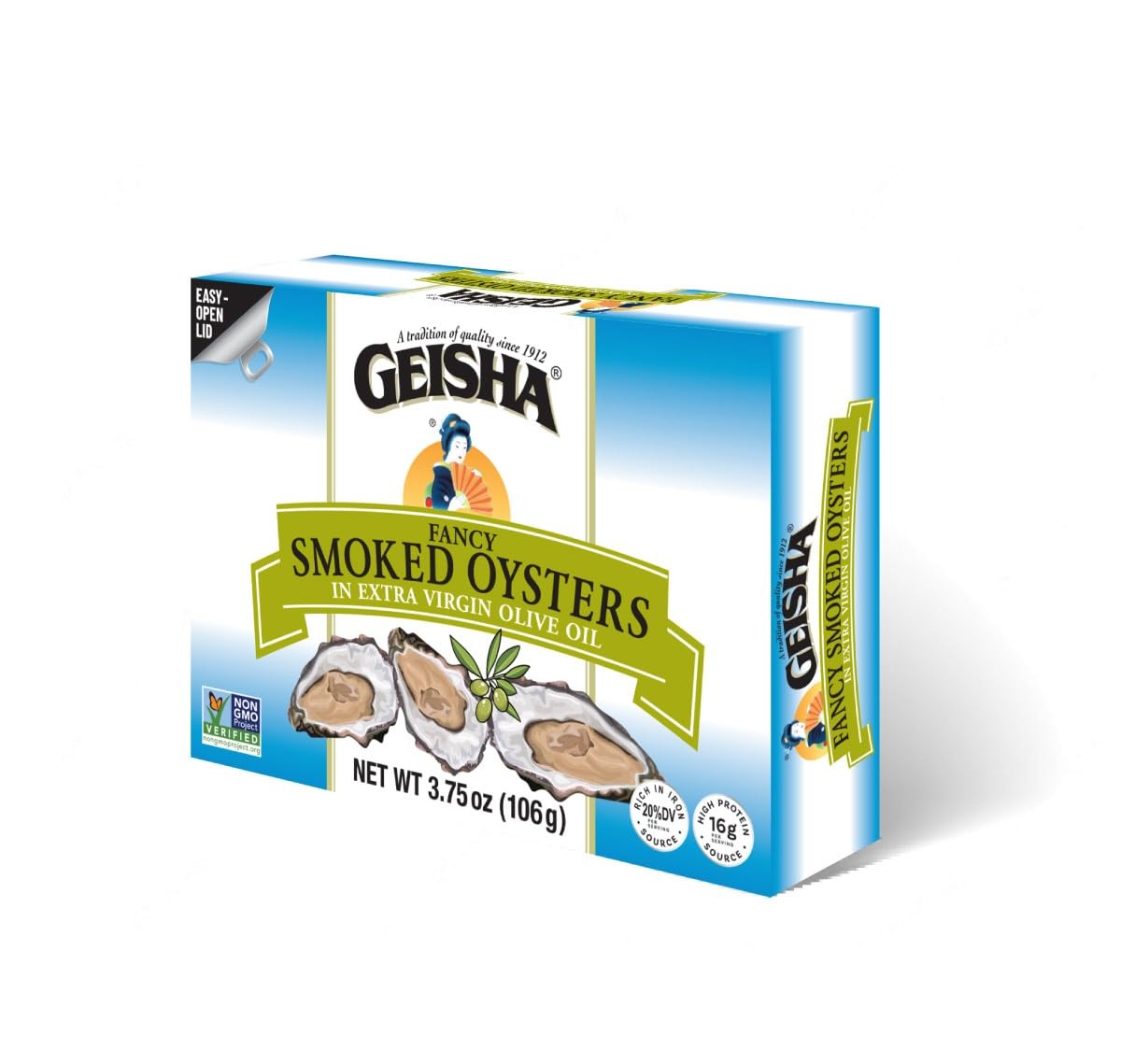 GEISHA Smoked Oysters in Extra Virgin Olive Oil 3.75ozPack of 12, Smoked Oyst...