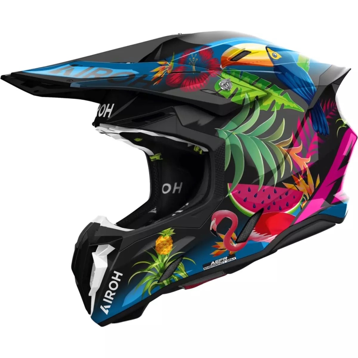 Airoh Twist 3.0 Amazonia Gloss Black Orange Blue, Offroad MX Helmet Fast Ship