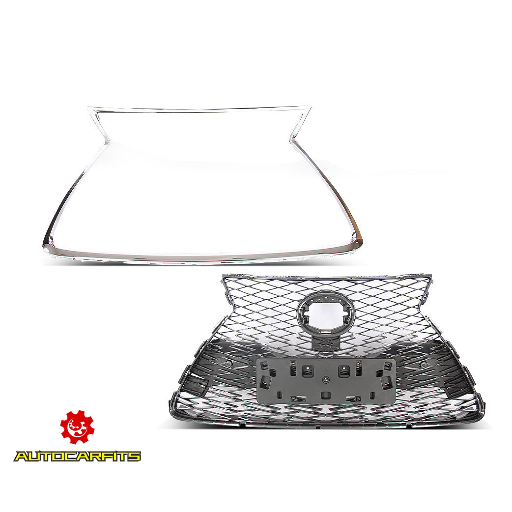 Front Upper Grille Grey With Chrome Trim Surround For 18-21 Lexus NX300 F Sport